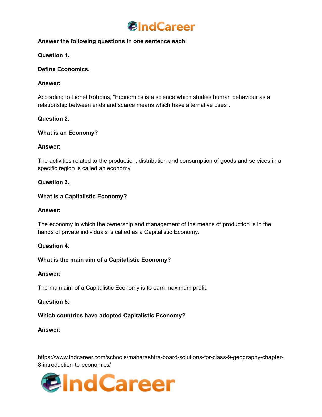 Maharashtra Board Solutions for Class 9- Geography: Chapter 8- Introduction to Economics - Page 15