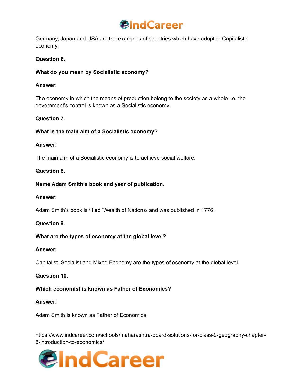 Maharashtra Board Solutions for Class 9- Geography: Chapter 8- Introduction to Economics - Page 16