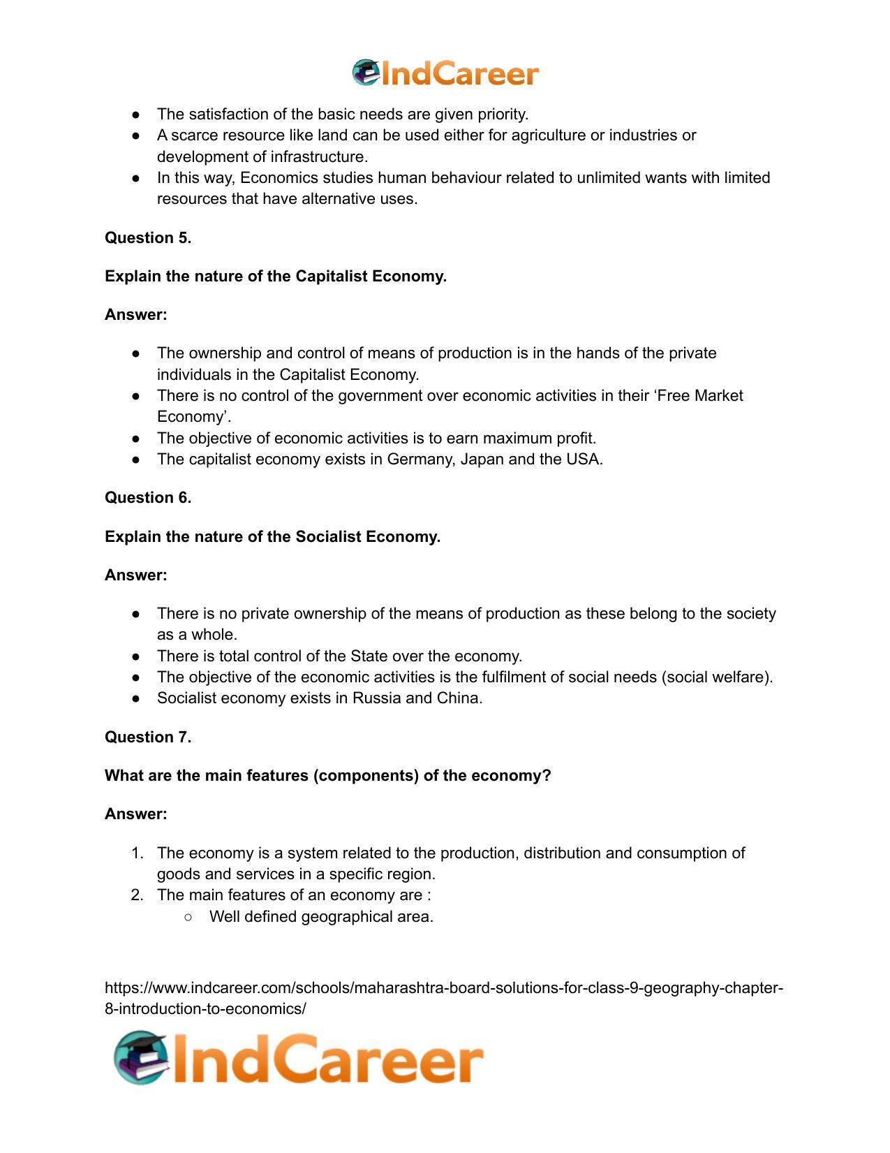 Maharashtra Board Solutions for Class 9- Geography: Chapter 8- Introduction to Economics - Page 19
