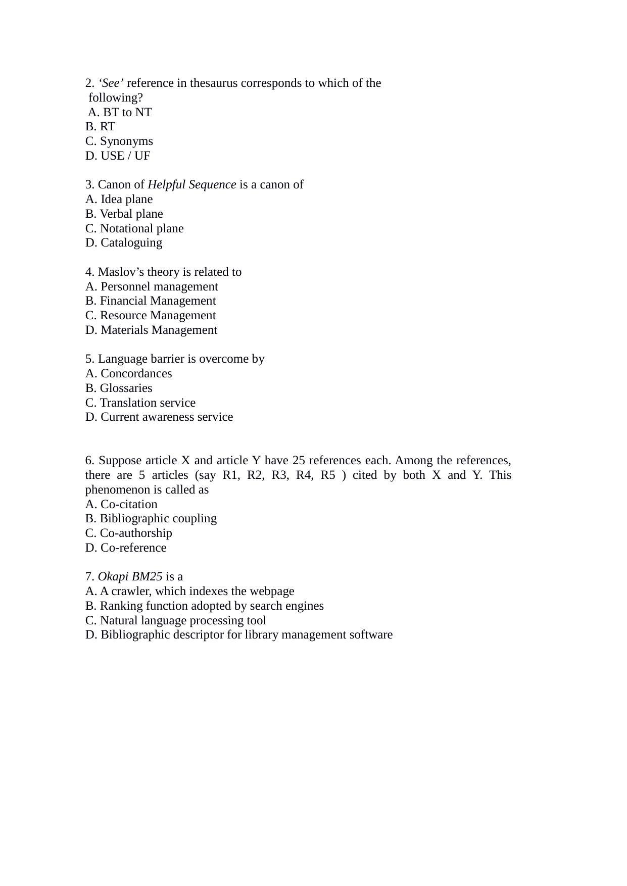 ISI Admission Test JRF in Library and Information Science LIA 2016 Sample Paper - Page 4