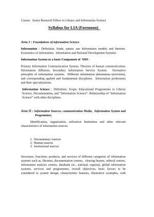 ISI Admission Test JRF in Library and Information Science LIA 2016 Sample Paper