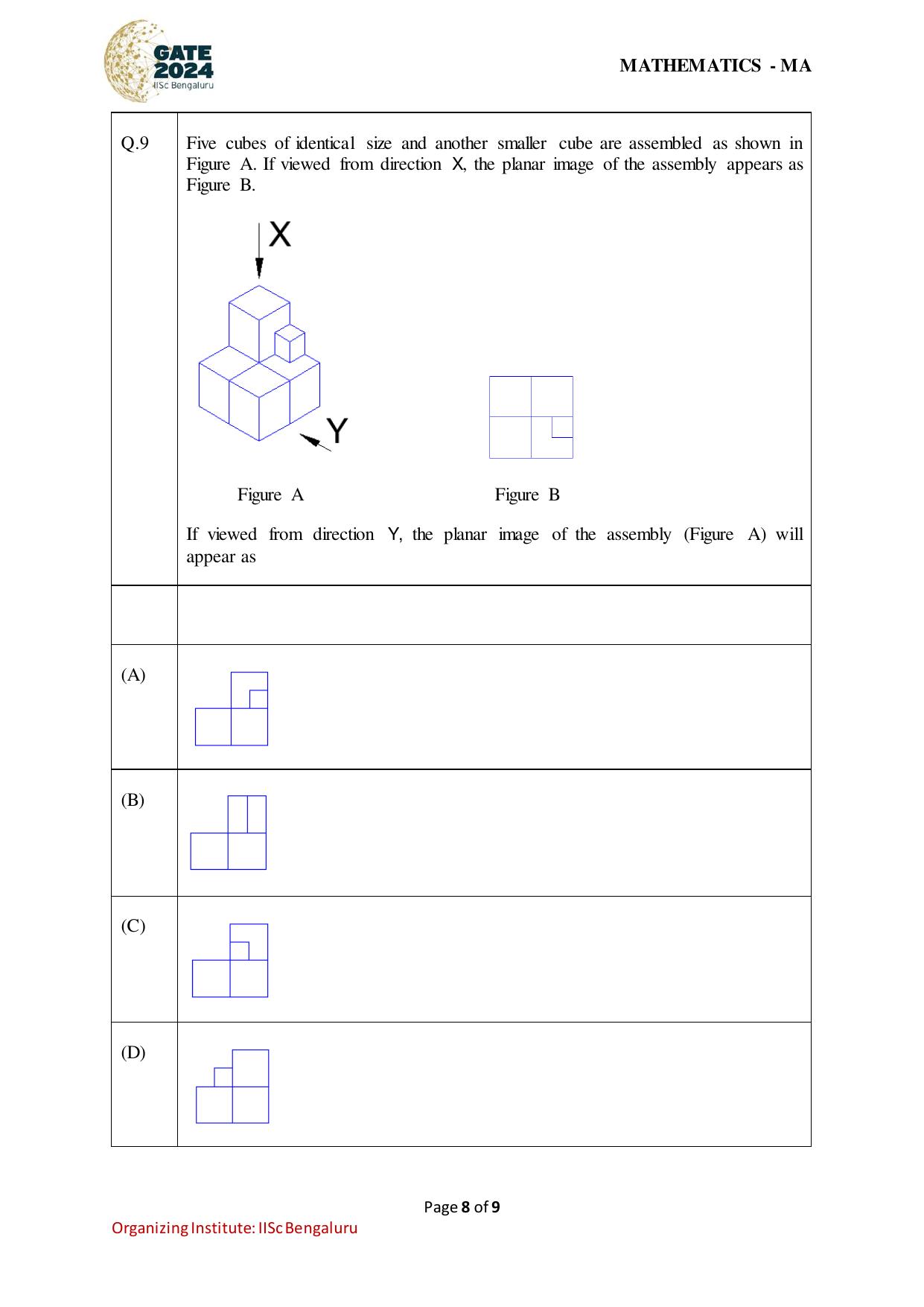 GATE 2024 Mathematics (MA) Question Paper - Page 8