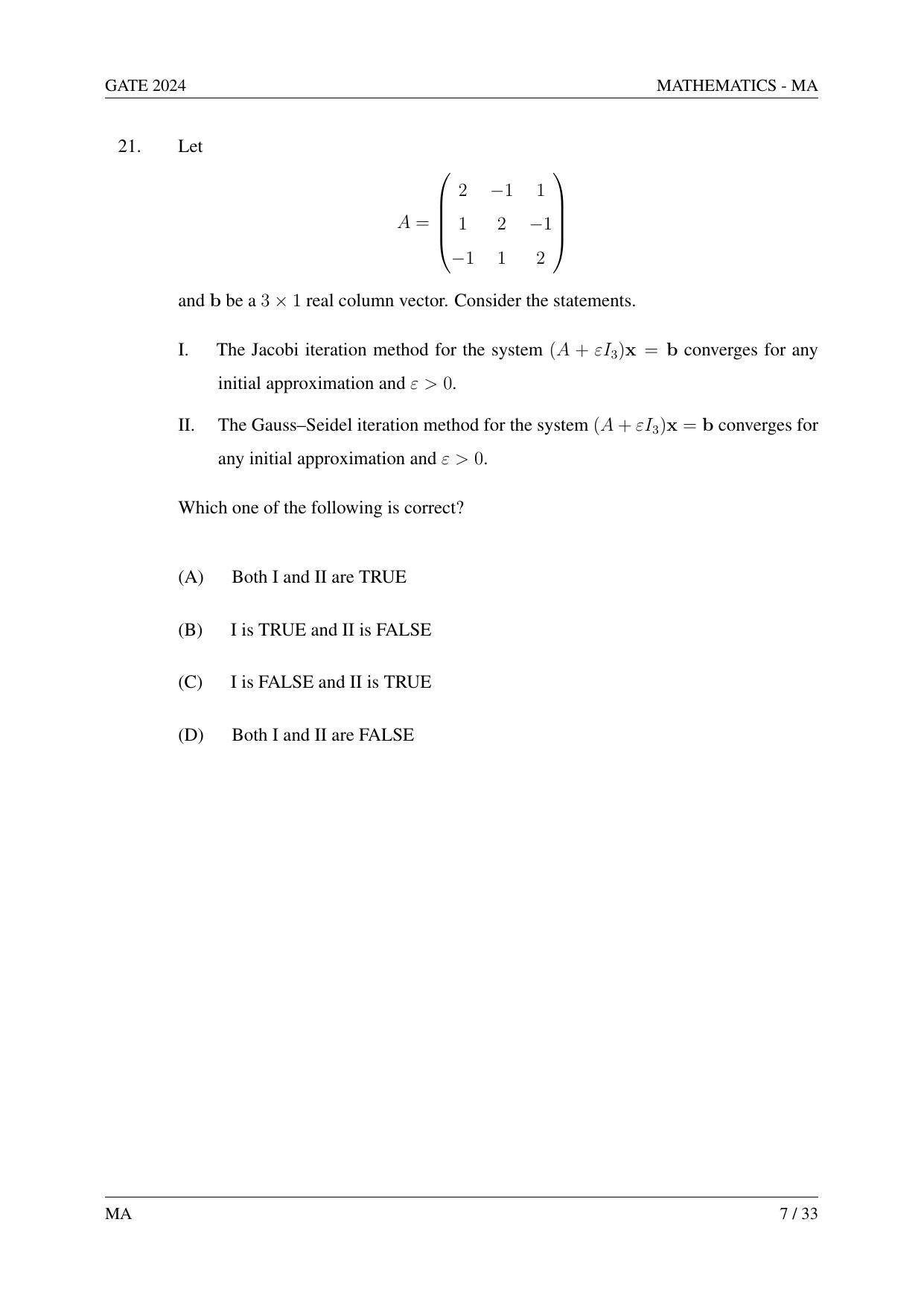 GATE 2024 Mathematics (MA) Question Paper - Page 16