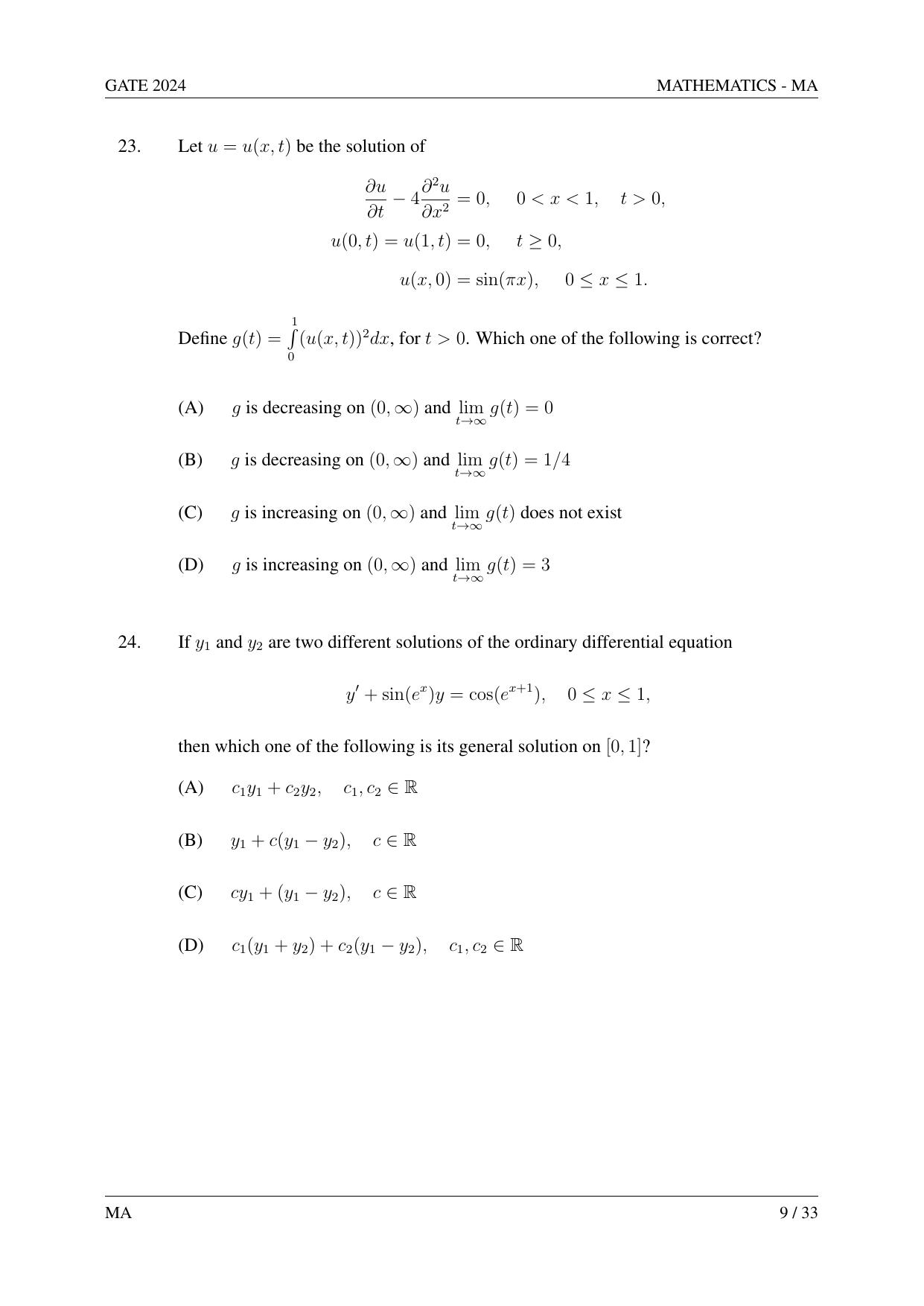 GATE 2024 Mathematics (MA) Question Paper - Page 18