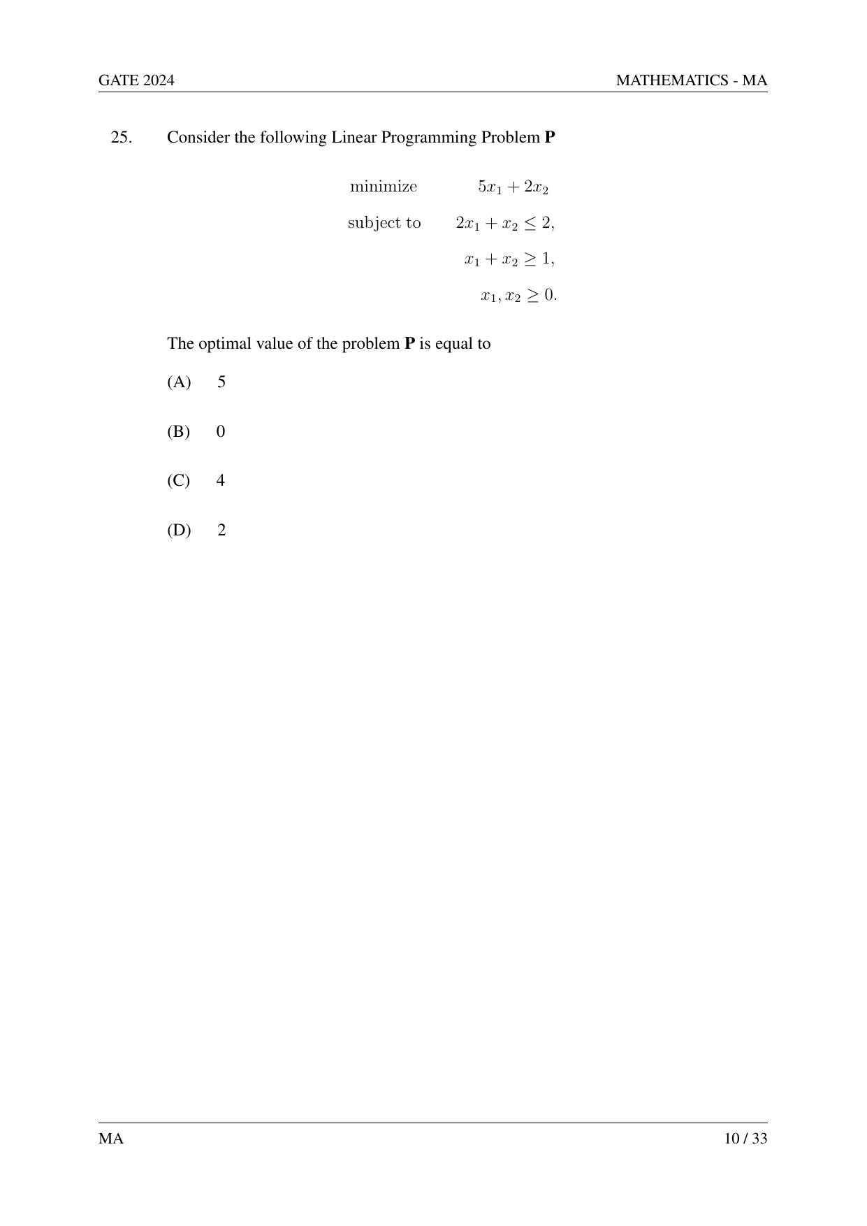 GATE 2024 Mathematics (MA) Question Paper - Page 19