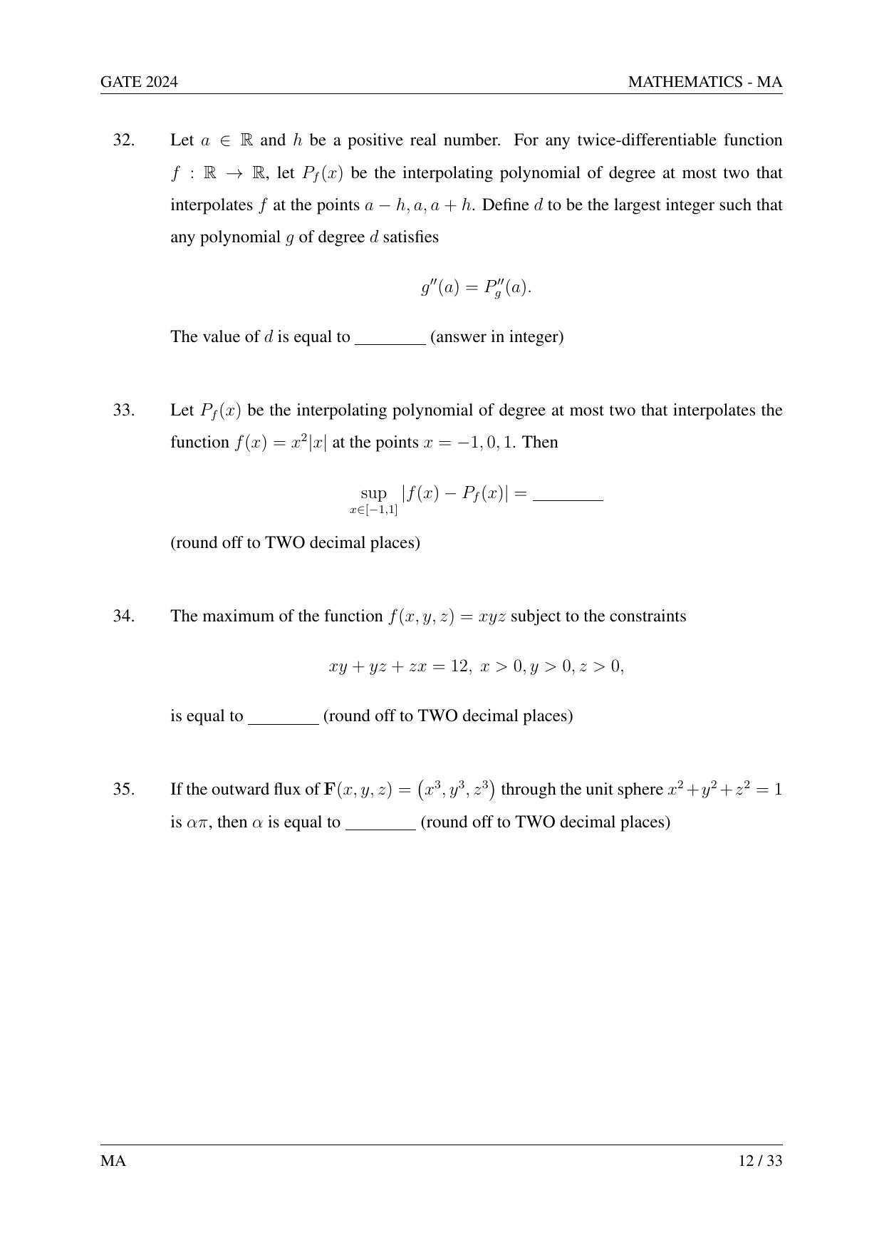 GATE 2024 Mathematics (MA) Question Paper - Page 21