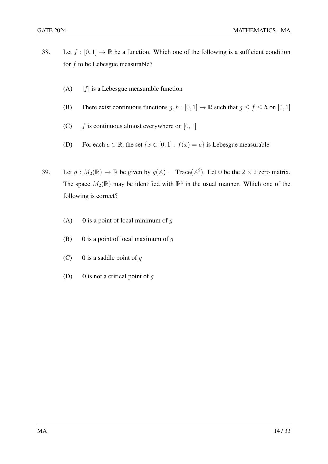 GATE 2024 Mathematics (MA) Question Paper - Page 23