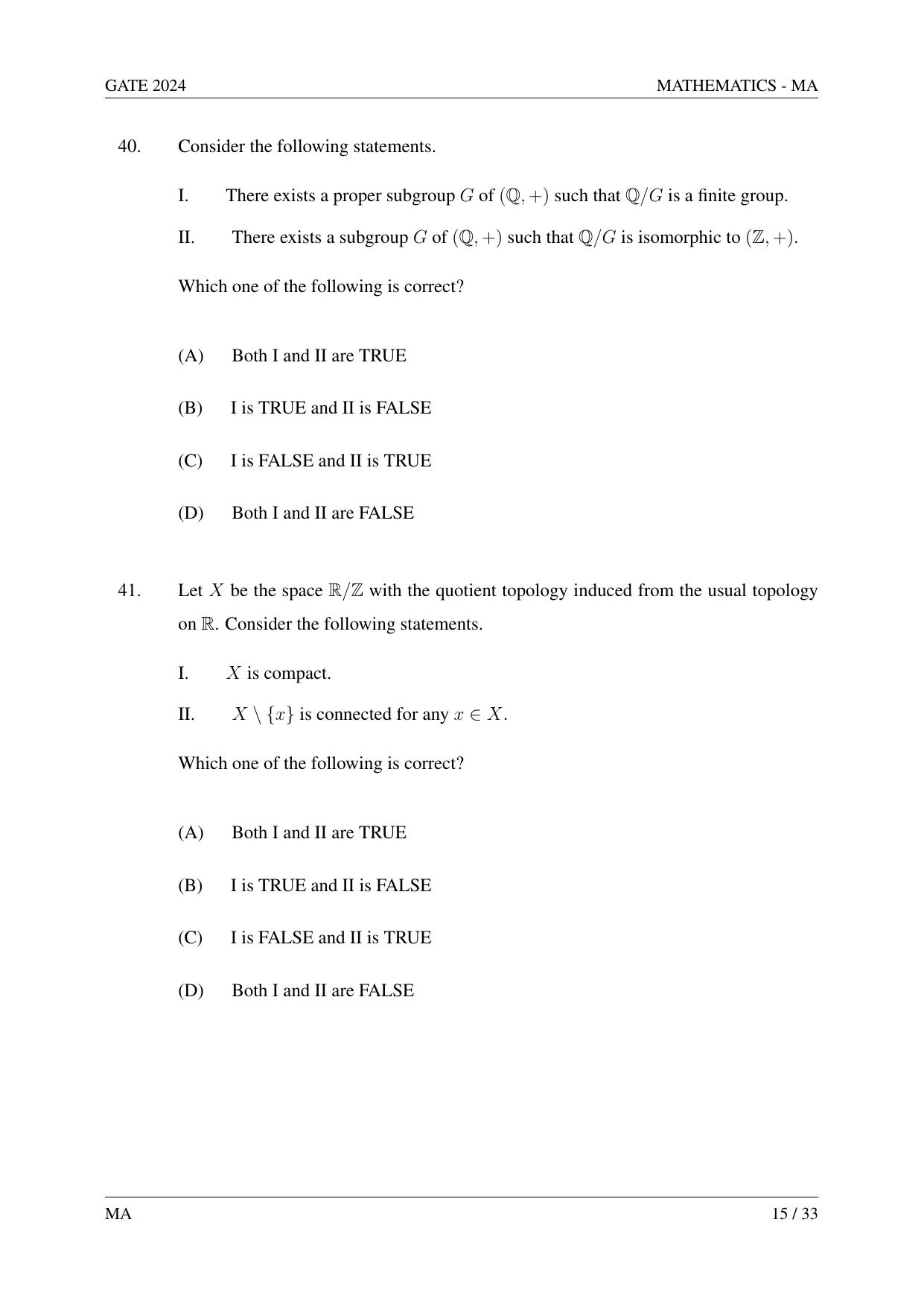 GATE 2024 Mathematics (MA) Question Paper - Page 24