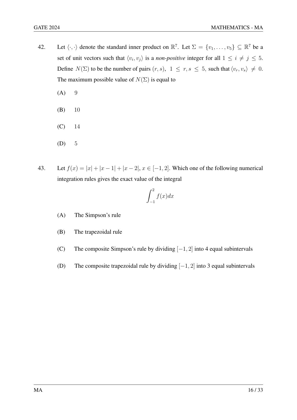 GATE 2024 Mathematics (MA) Question Paper - Page 25