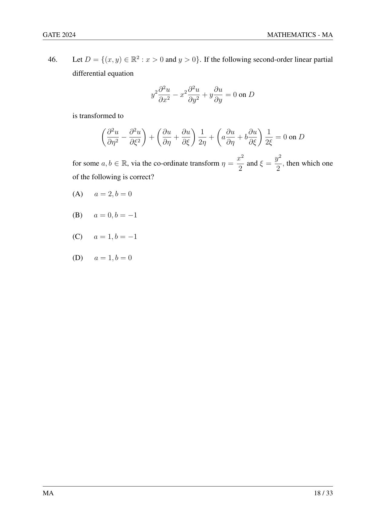 GATE 2024 Mathematics (MA) Question Paper - Page 27