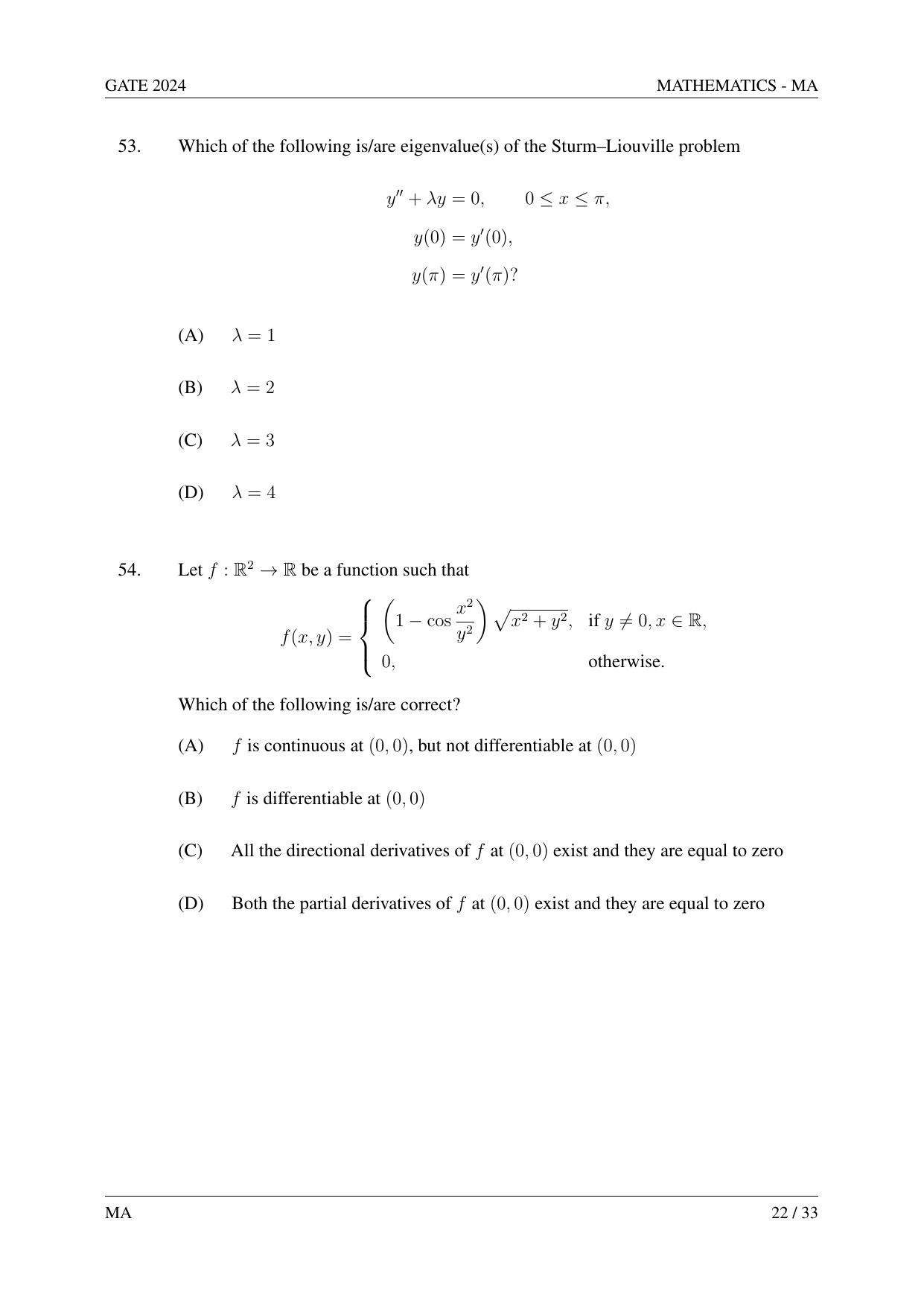 GATE 2024 Mathematics (MA) Question Paper - Page 31