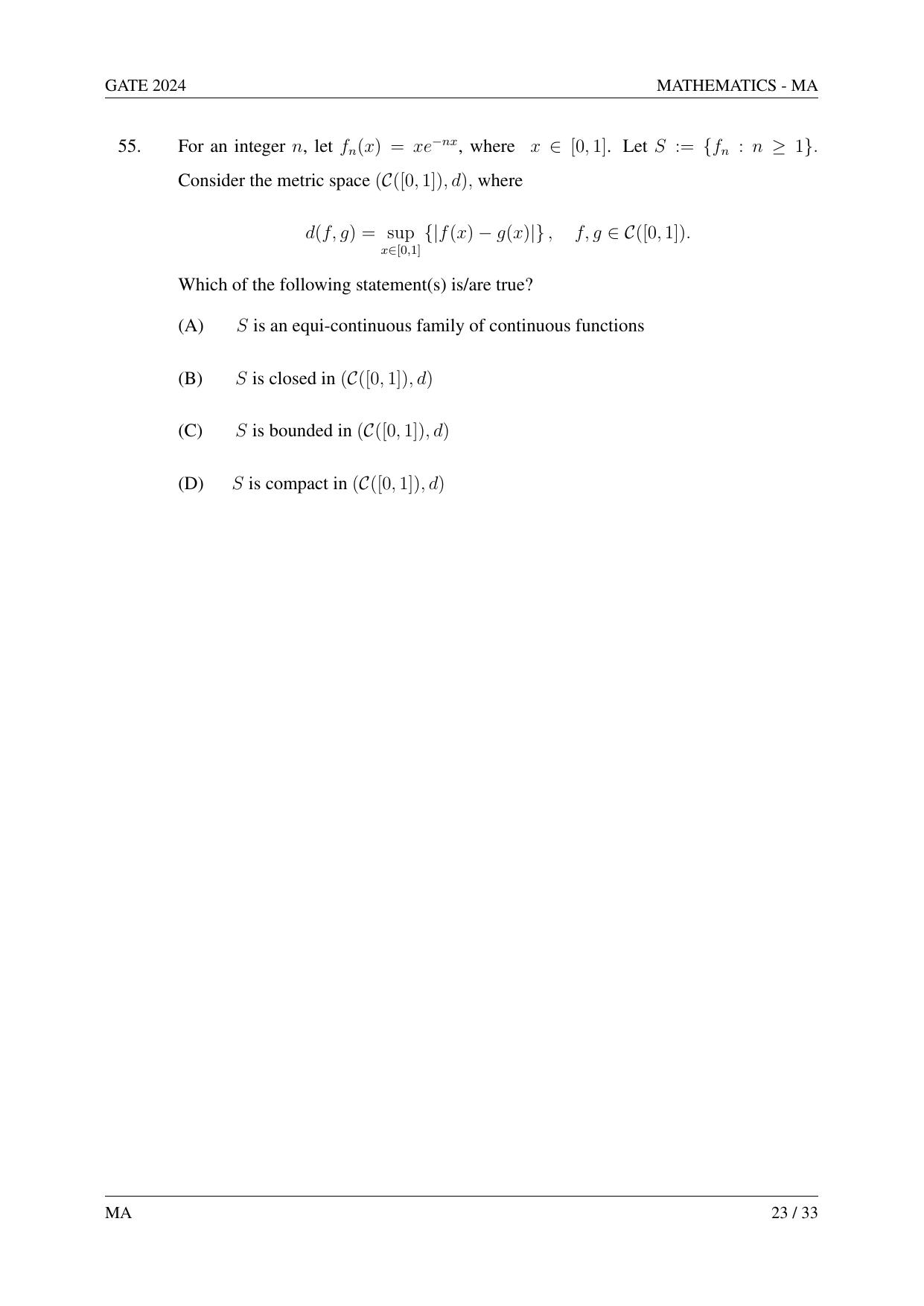 GATE 2024 Mathematics (MA) Question Paper - Page 32