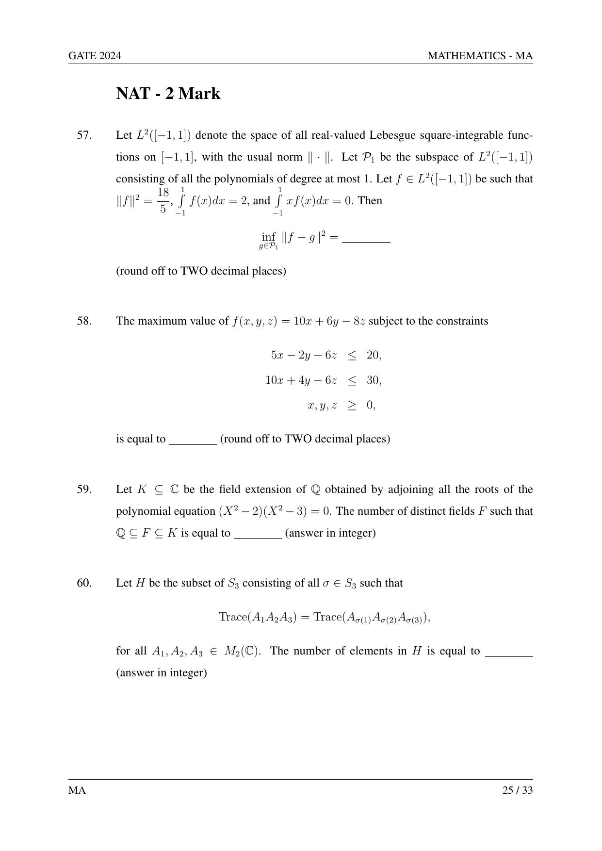 GATE 2024 Mathematics (MA) Question Paper - Page 34