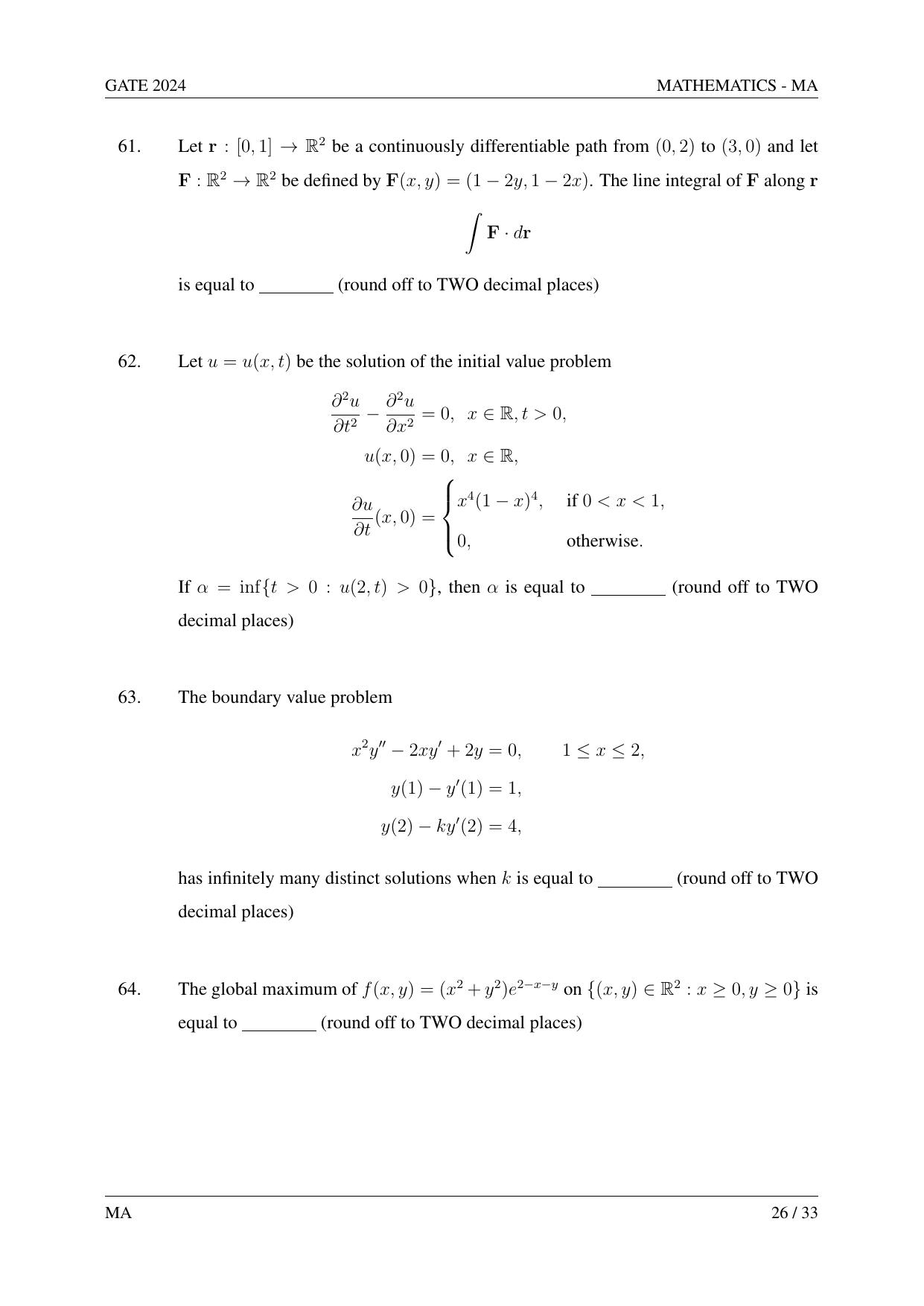 GATE 2024 Mathematics (MA) Question Paper - Page 35