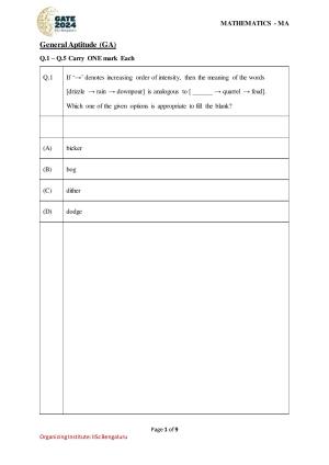 GATE 2024 Mathematics (MA) Question Paper