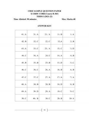 CBSE Class 10 Urdu B Marking Scheme and Solutions 2021-22