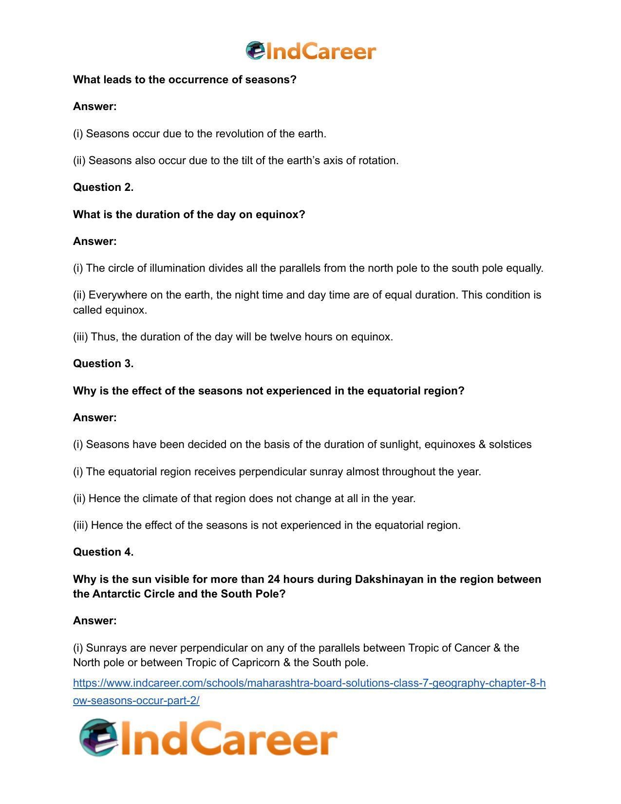 Maharashtra Board Solutions Class 7-Geography: Chapter 8- How Seasons Occur Part 2 - Page 4