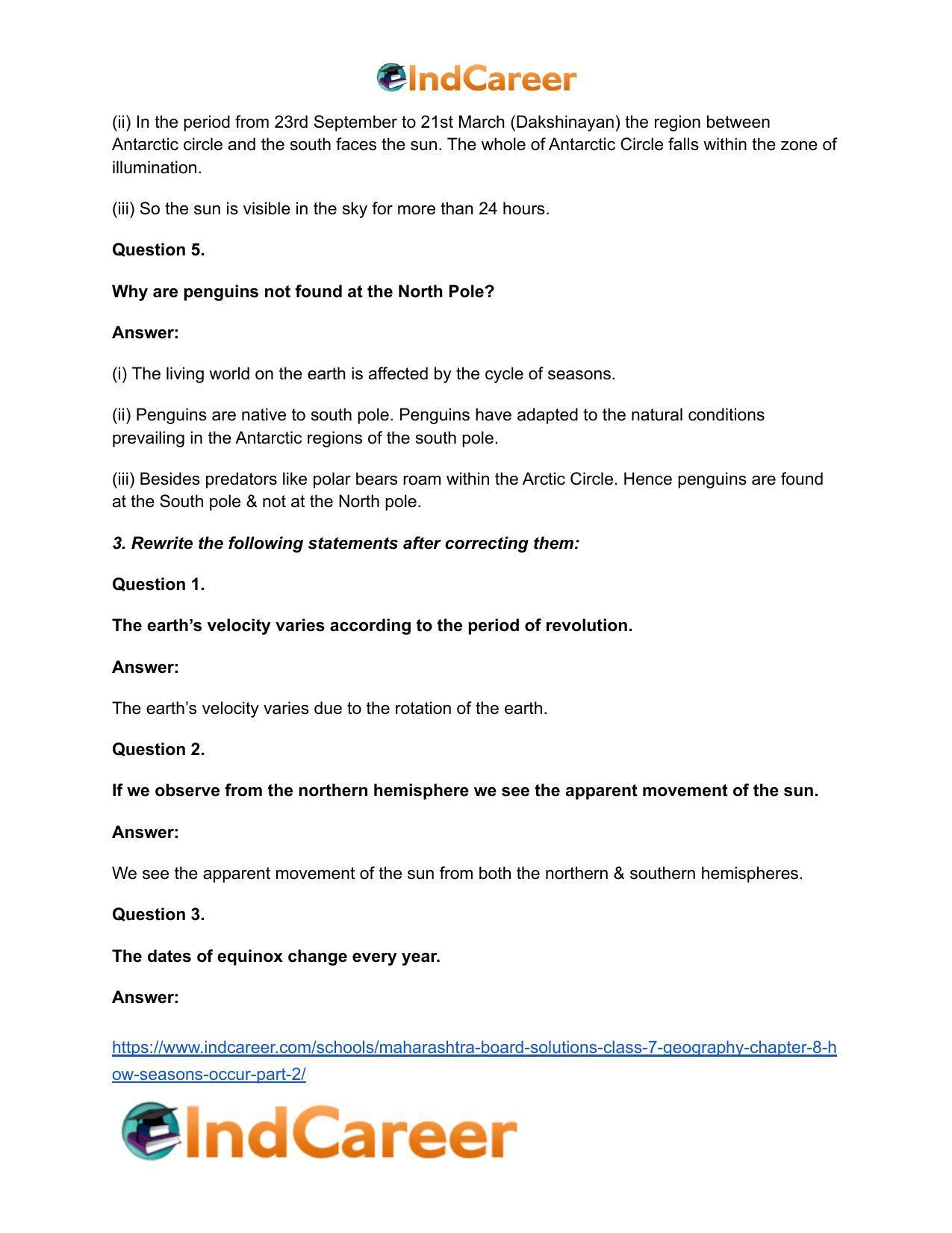 Maharashtra Board Solutions Class 7-Geography: Chapter 8- How Seasons Occur Part 2 - Page 5