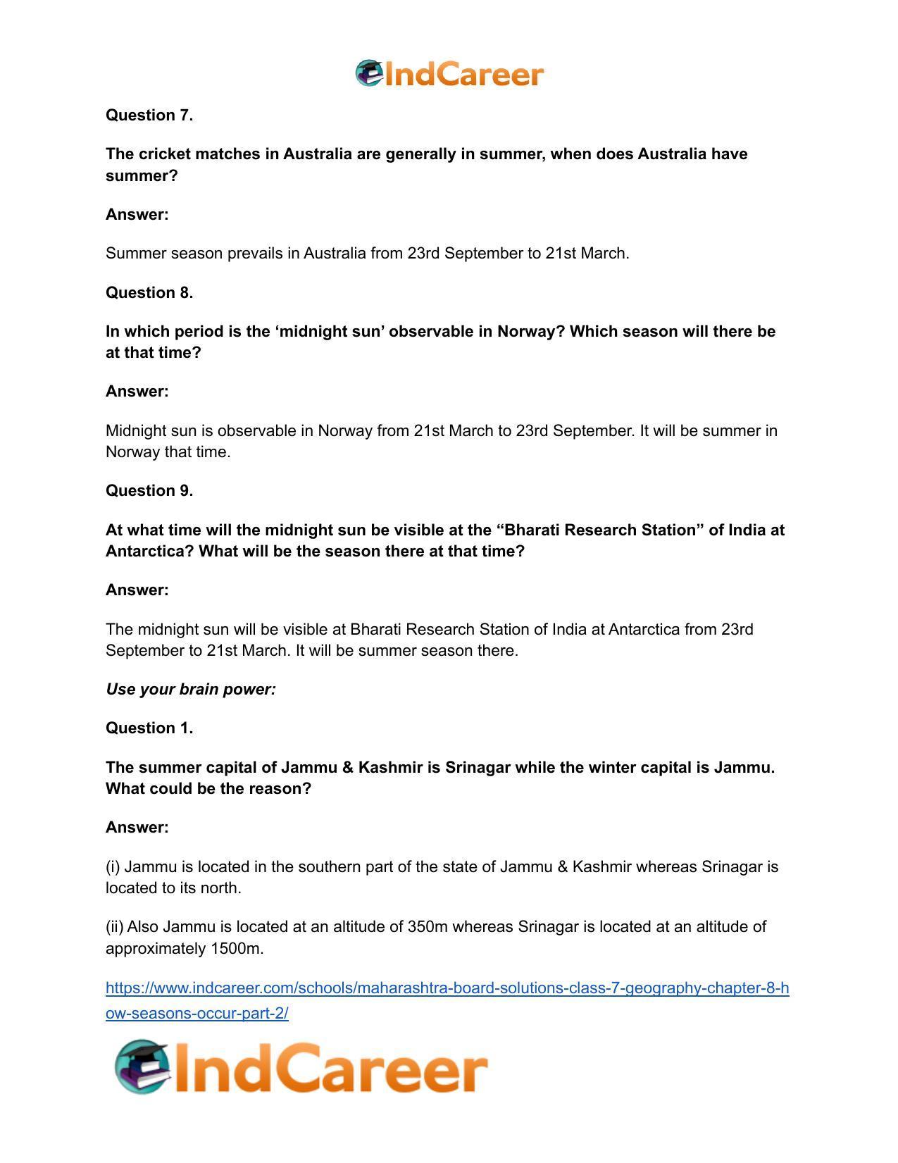 Maharashtra Board Solutions Class 7-Geography: Chapter 8- How Seasons Occur Part 2 - Page 10