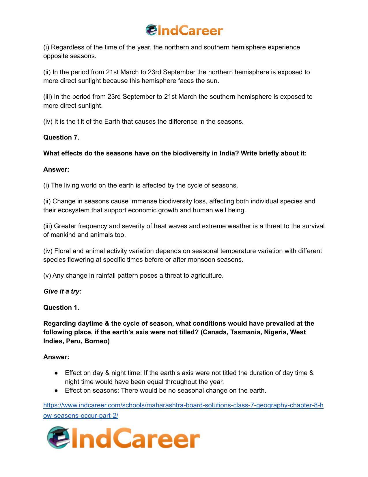 Maharashtra Board Solutions Class 7-Geography: Chapter 8- How Seasons Occur Part 2 - Page 14