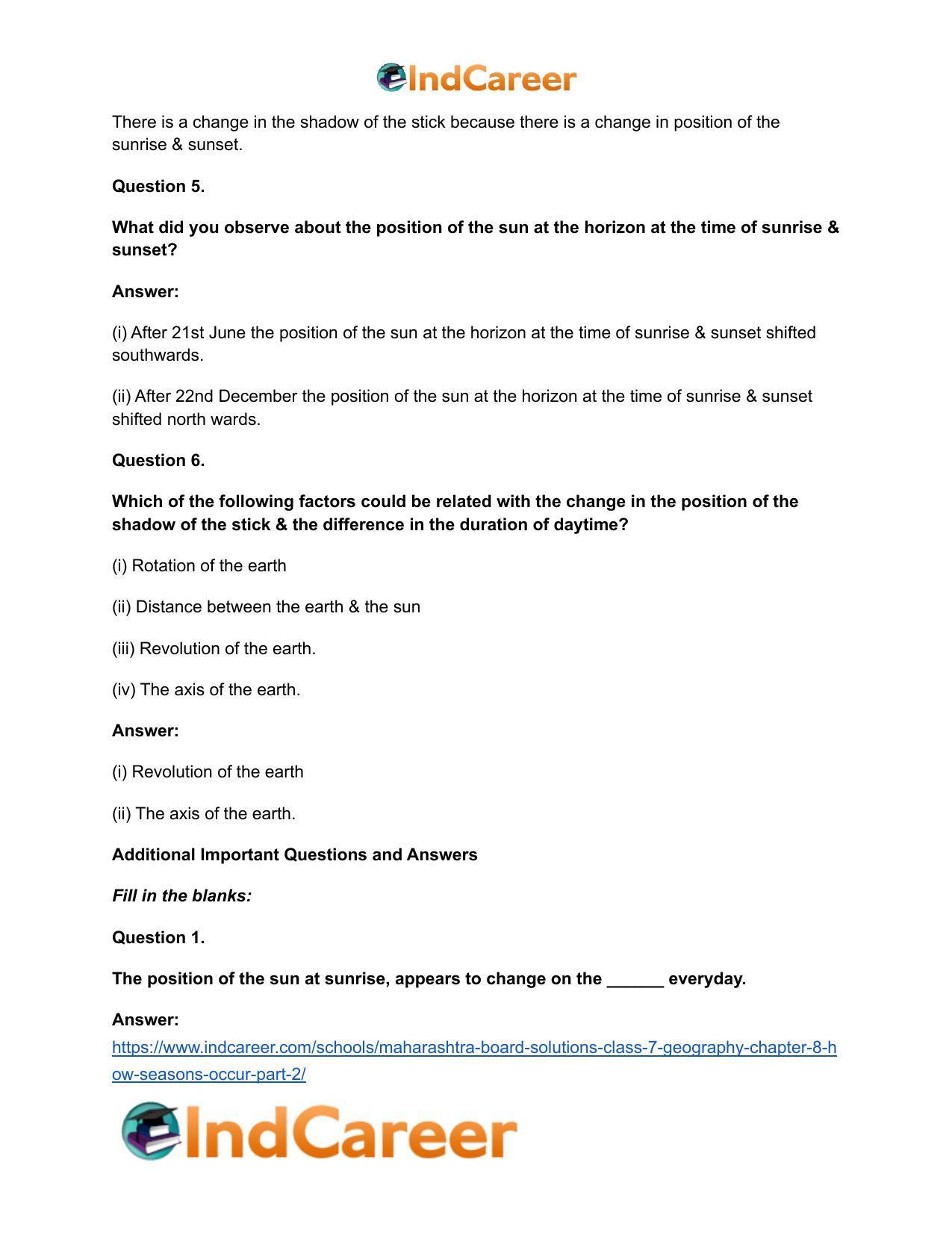 Maharashtra Board Solutions Class 7-Geography: Chapter 8- How Seasons Occur Part 2 - Page 16