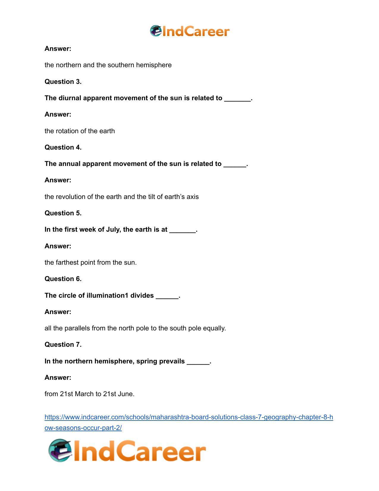 Maharashtra Board Solutions Class 7-Geography: Chapter 8- How Seasons Occur Part 2 - Page 20