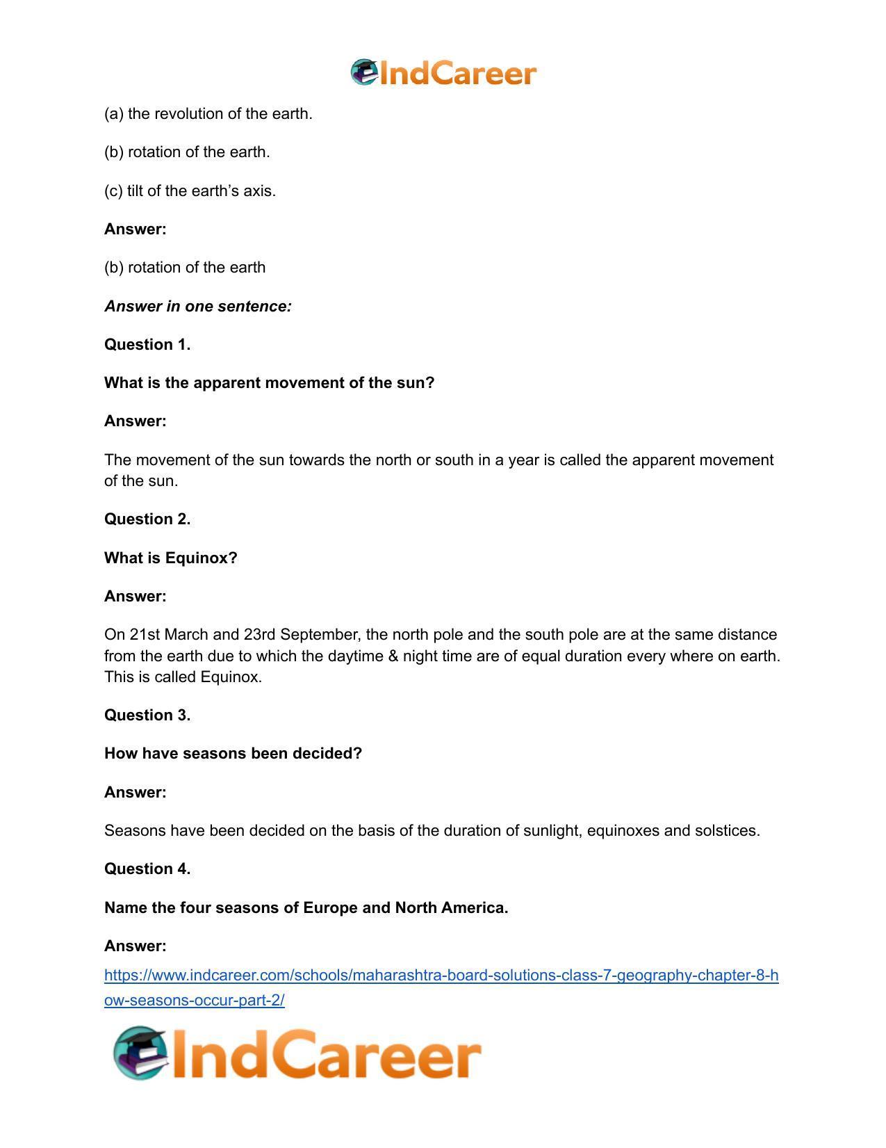 Maharashtra Board Solutions Class 7-Geography: Chapter 8- How Seasons Occur Part 2 - Page 23