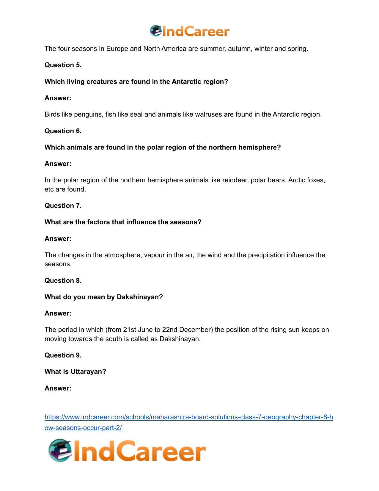 Maharashtra Board Solutions Class 7-Geography: Chapter 8- How Seasons Occur Part 2 - Page 24