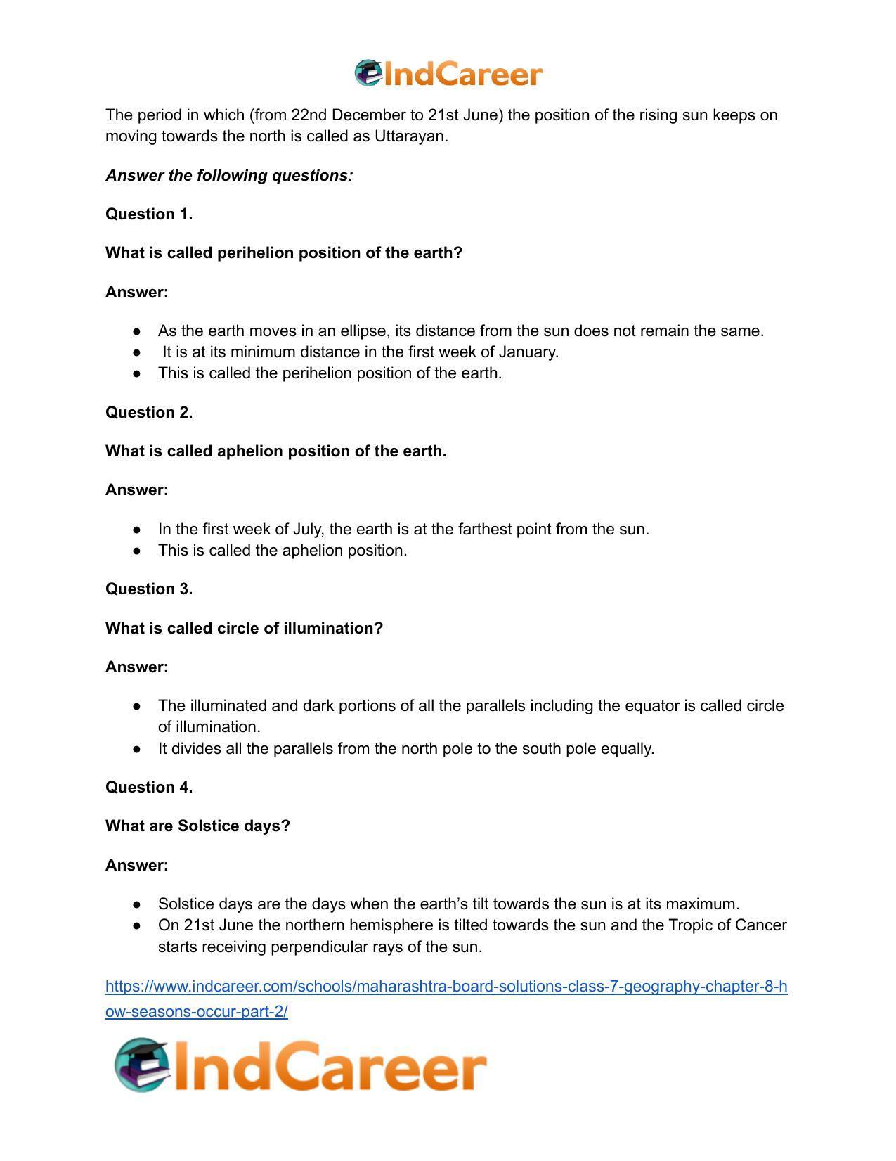 Maharashtra Board Solutions Class 7-Geography: Chapter 8- How Seasons Occur Part 2 - Page 25