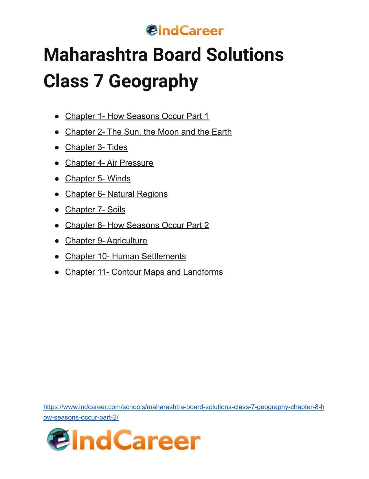 Maharashtra Board Solutions Class 7-Geography: Chapter 8- How Seasons Occur Part 2 - Page 27