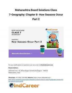 Maharashtra Board Solutions Class 7-Geography: Chapter 8- How Seasons Occur Part 2