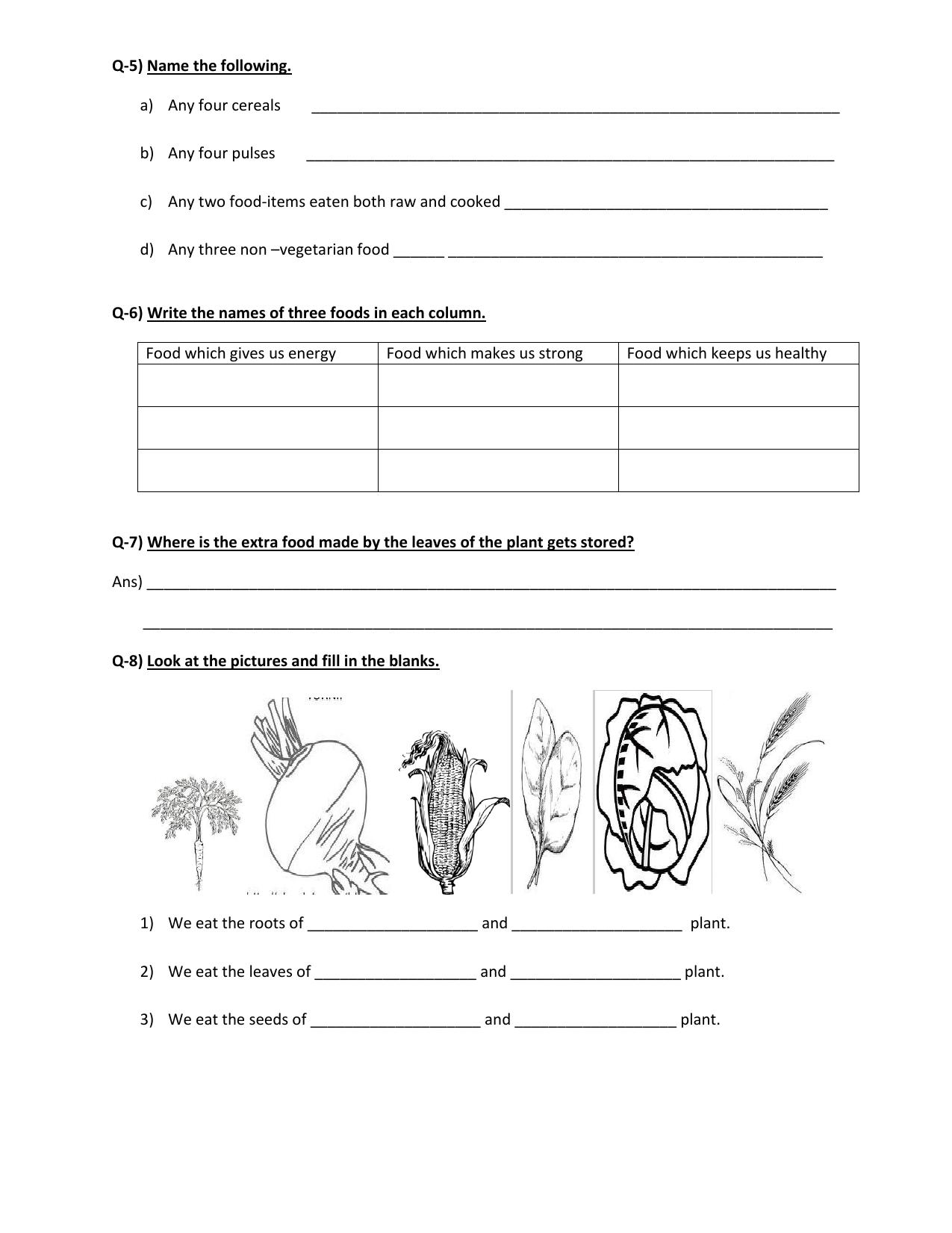 Worksheet for Class 3 EVS Assignment 8 - Page 2
