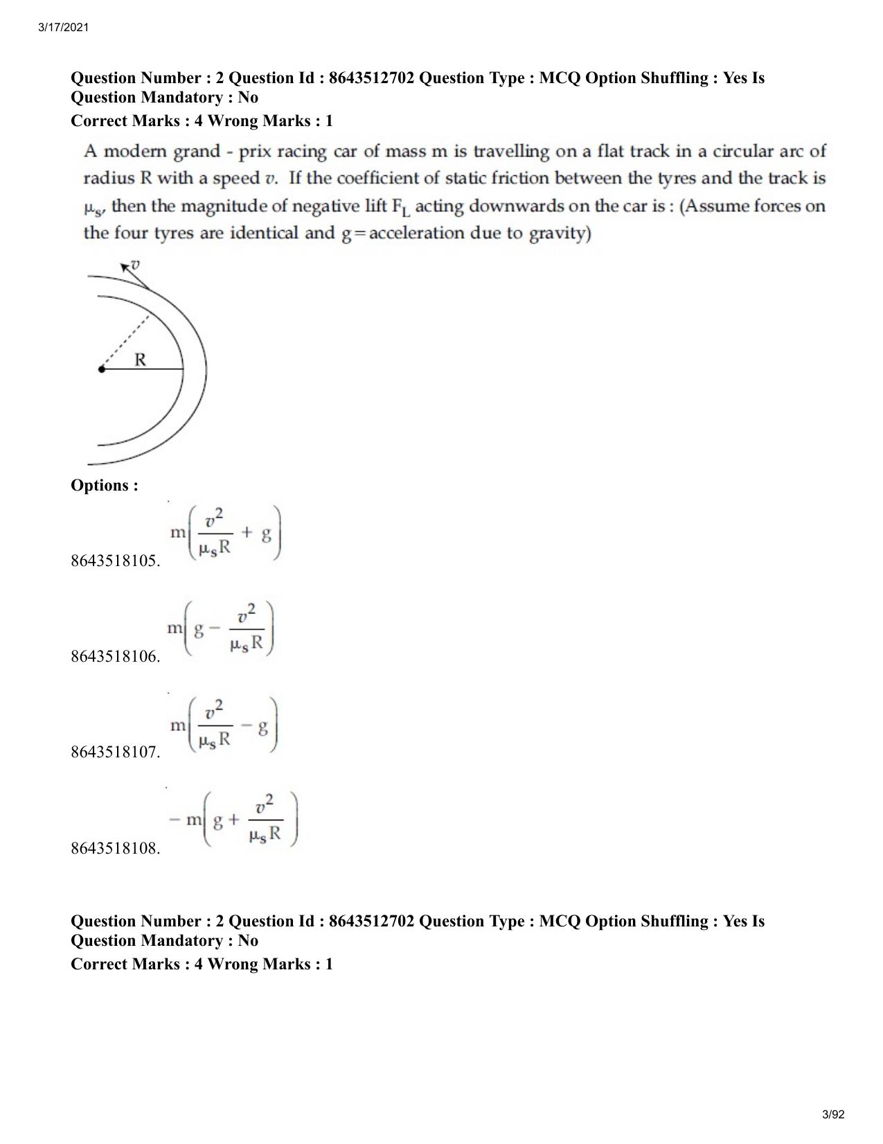 JEE Mains 2021: BTech EMA (Shift 1) 17-03-2021 Question Paper - Page 3