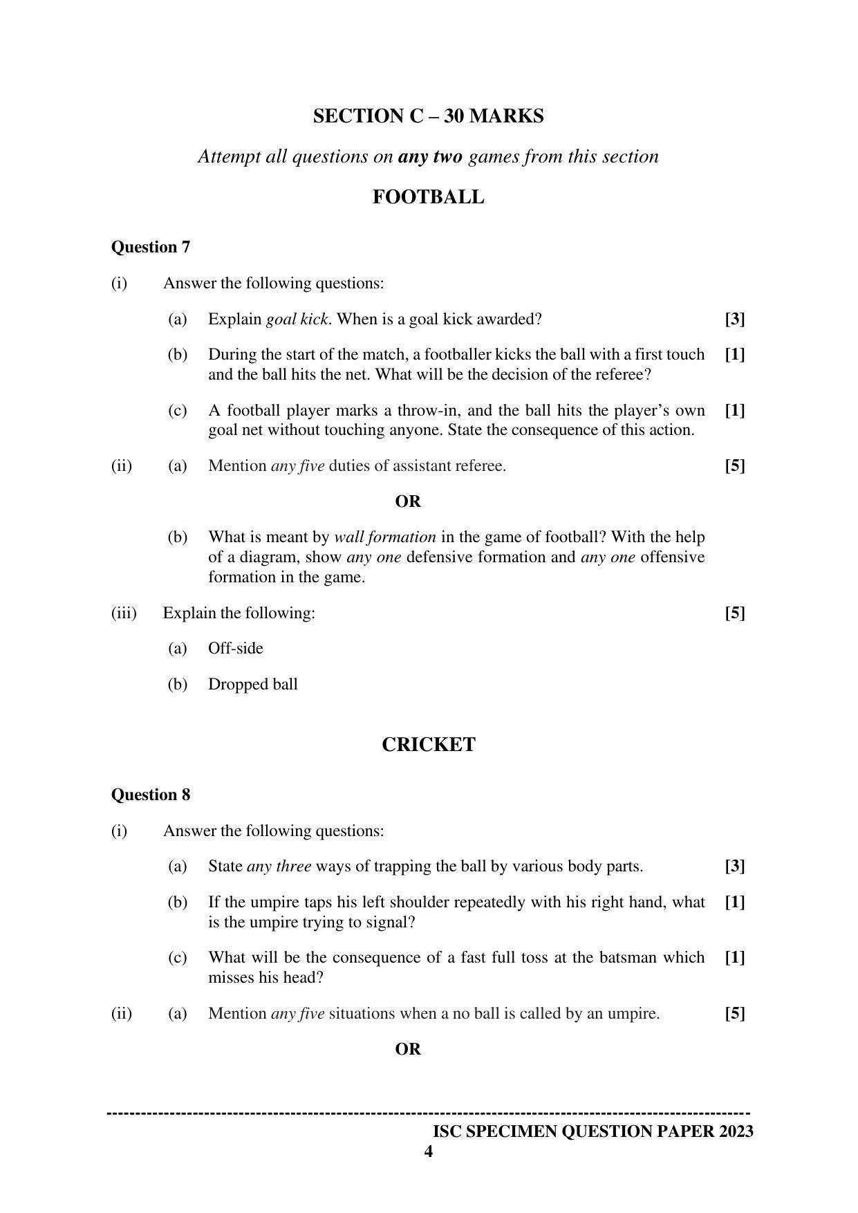 ISC Class 12 Physical Education Sample Paper 2023 - Page 4