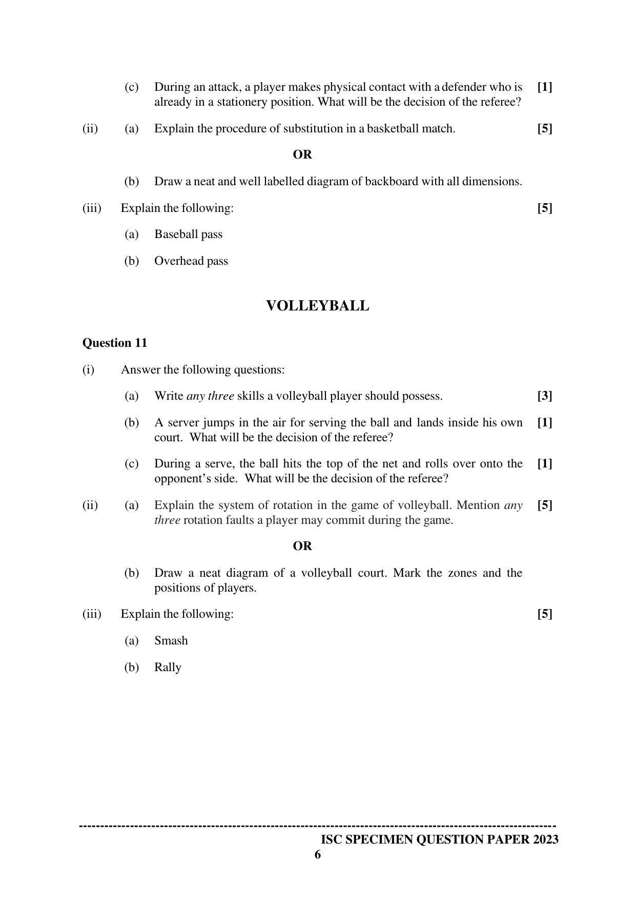 Isc Class 12 Physical Education Sample Paper Indcareer Schools