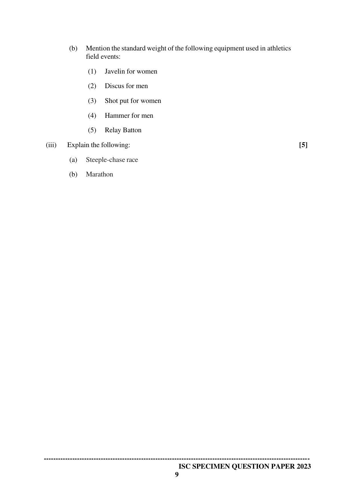 ISC Class 12 Physical Education Sample Paper 2023 - Page 9