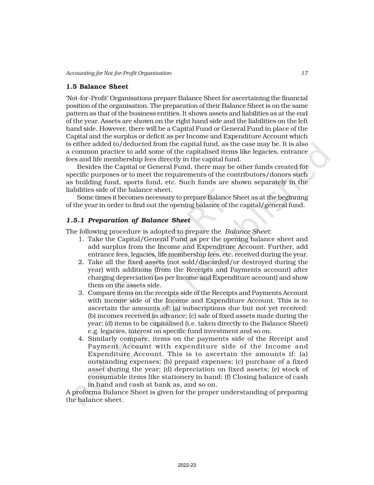 NCERT Book for Class 12 Accountancy Part I Chapter 2 Accounting for Not for Profit Organisation - Page 17