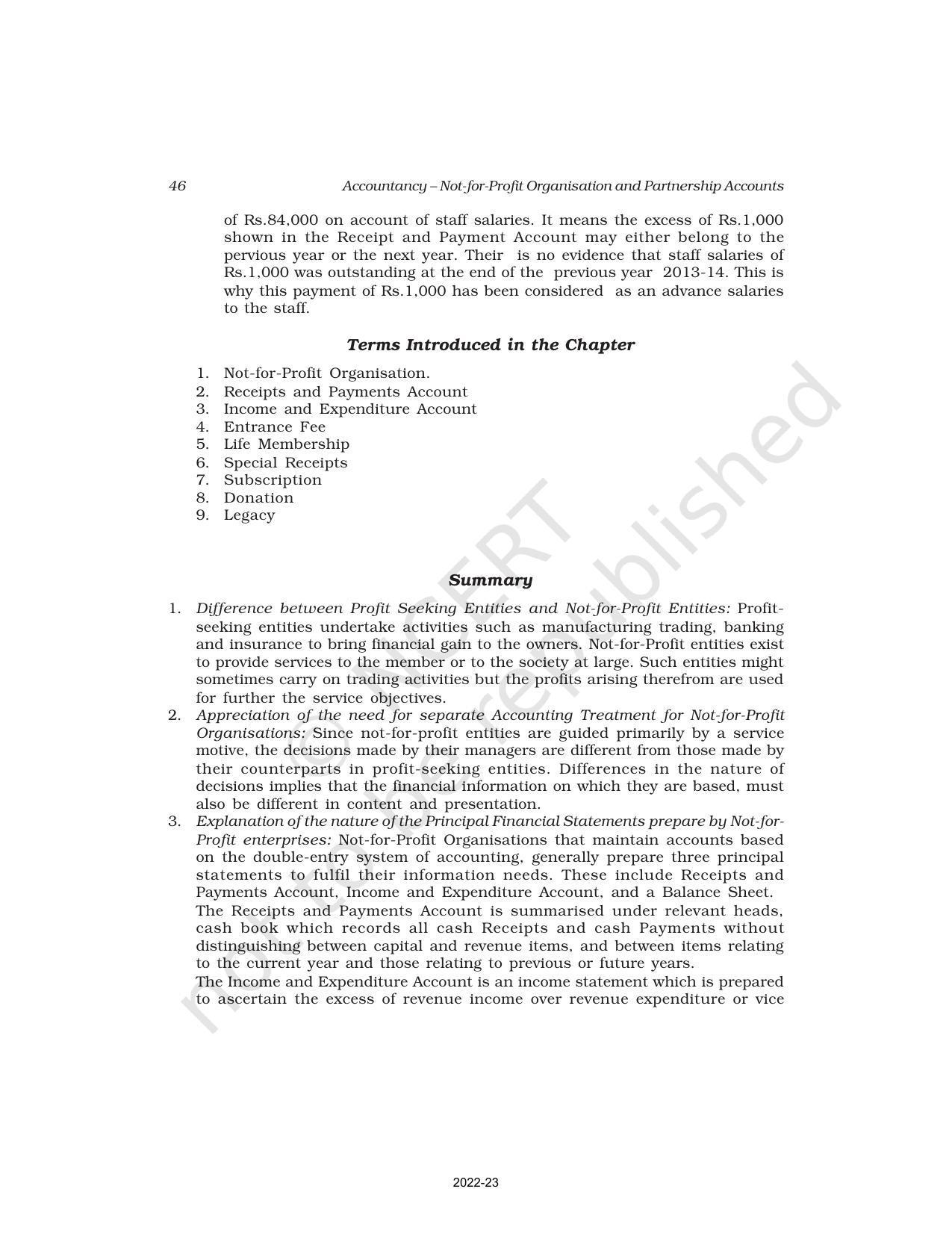 NCERT Book for Class 12 Accountancy Part I Chapter 2 Accounting for Not for Profit Organisation - Page 46