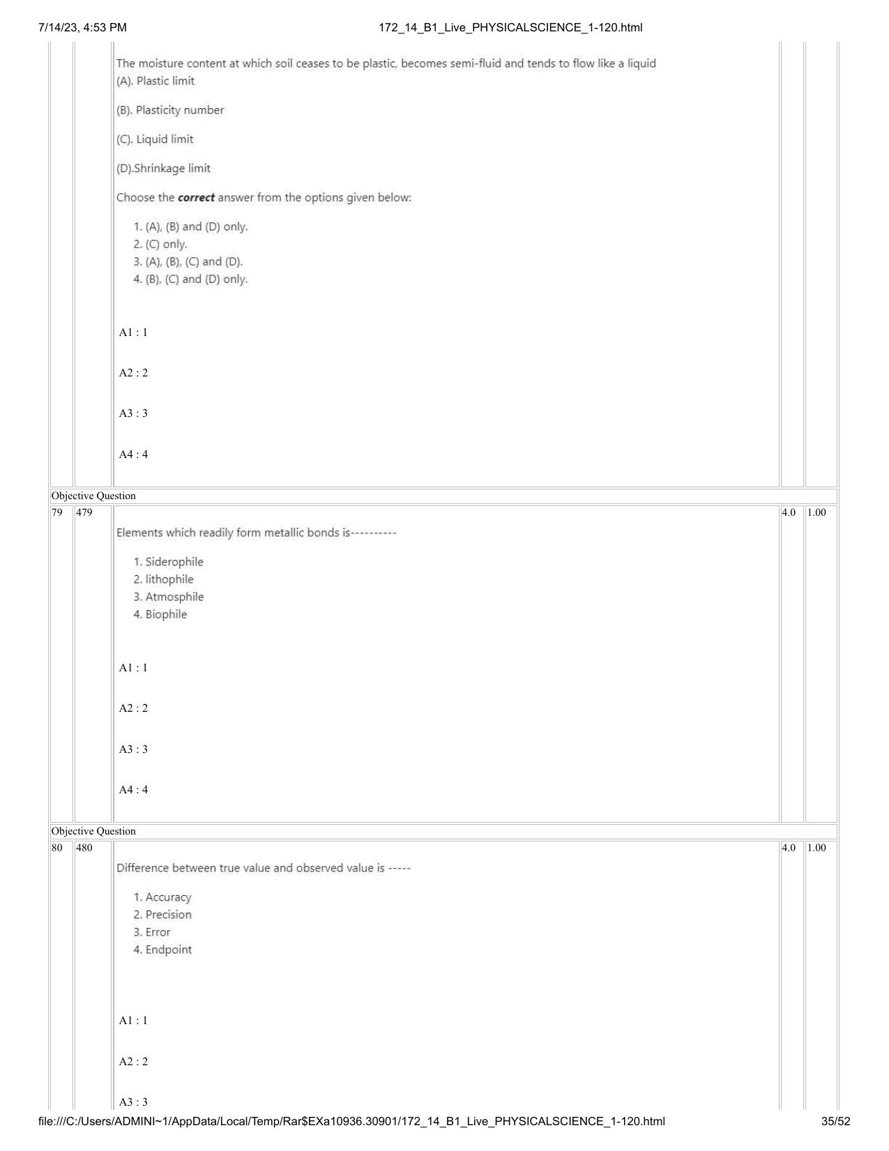 ICAR AIEEA PG 2023 PHYSICAL SCIENCES Question Paper- 14 July 2023 - Page 35