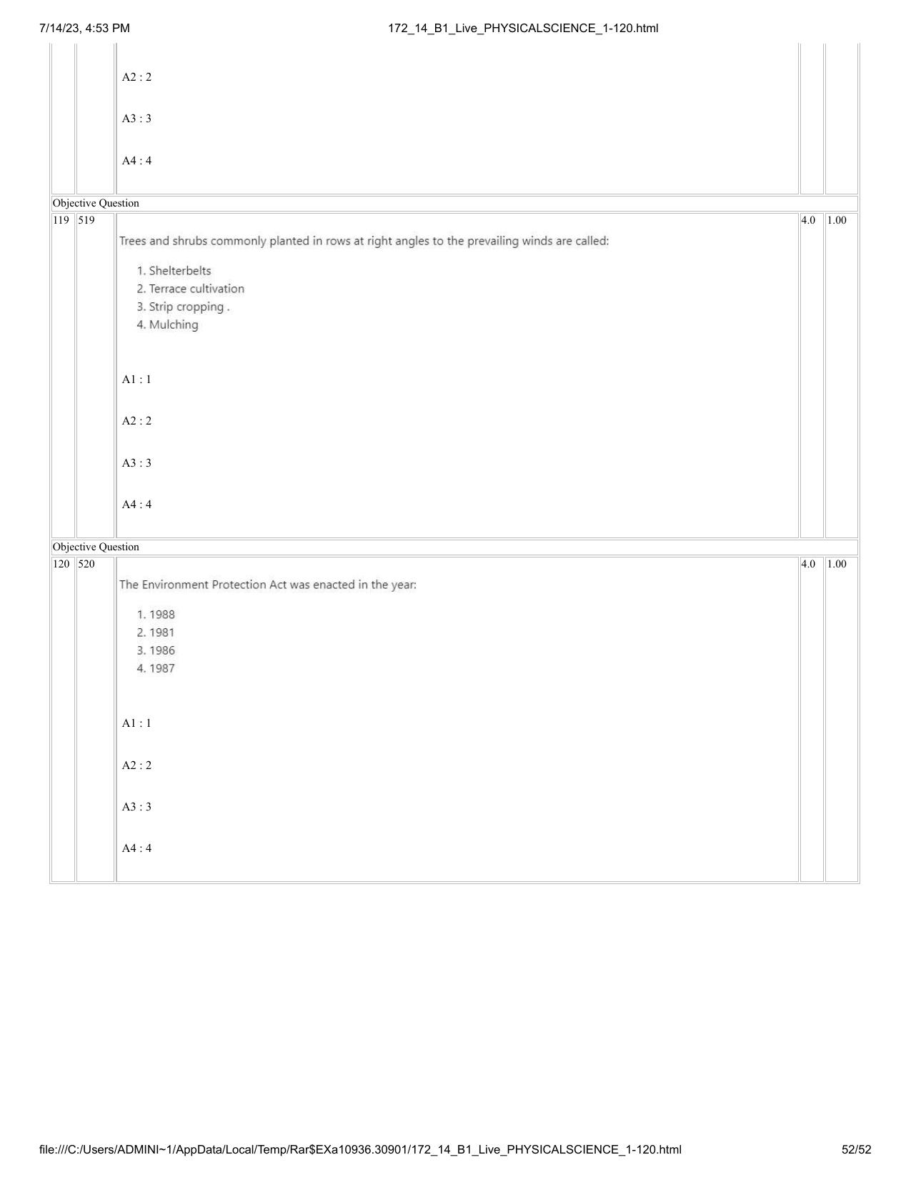 ICAR AIEEA PG 2023 PHYSICAL SCIENCES Question Paper- 14 July 2023 - Page 52