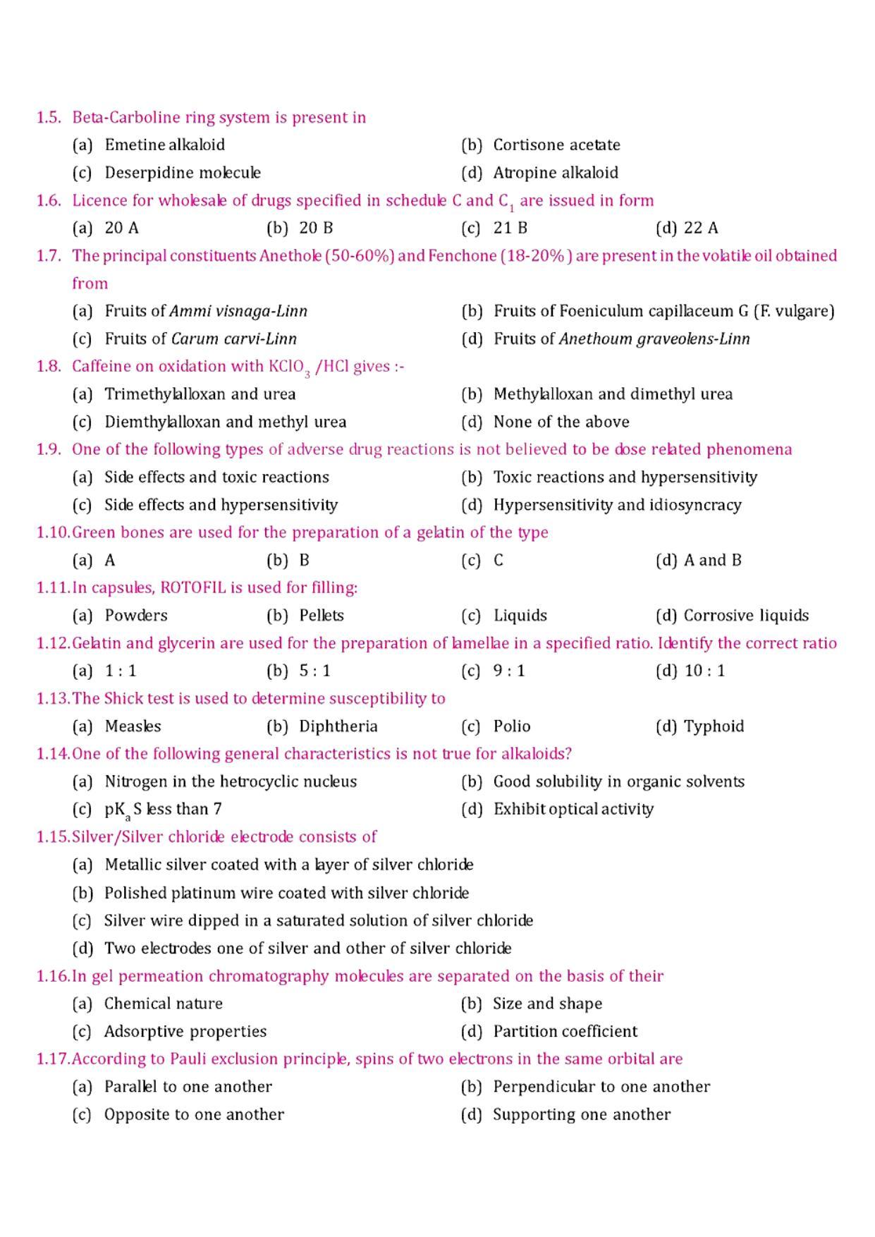 GPAT 1995 Question Paper with Answer Key - Page 2