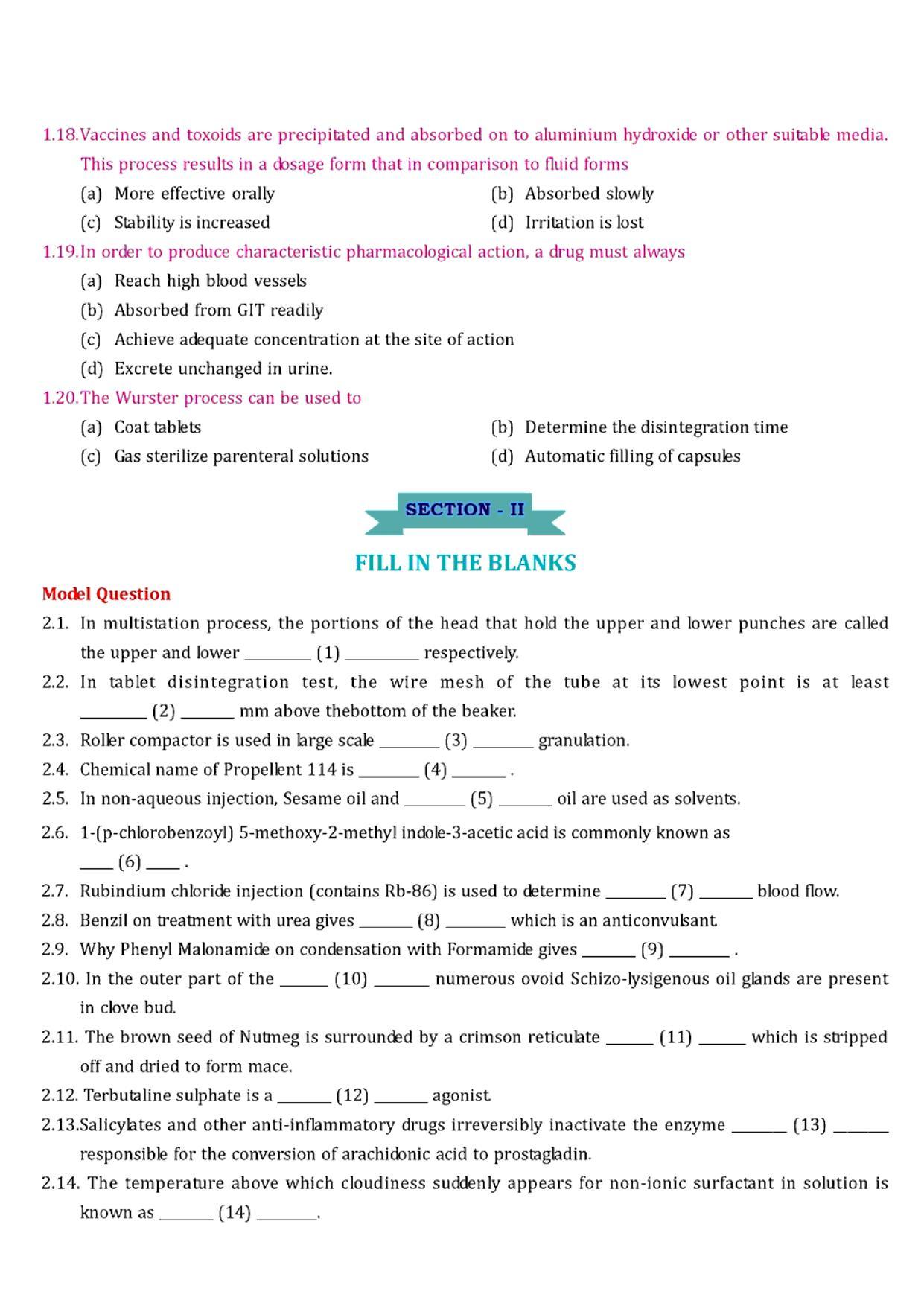 GPAT 1995 Question Paper with Answer Key - Page 3