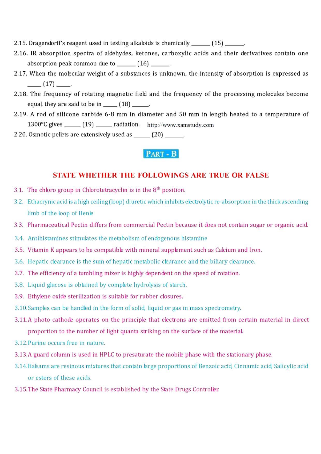 GPAT 1995 Question Paper with Answer Key - Page 4