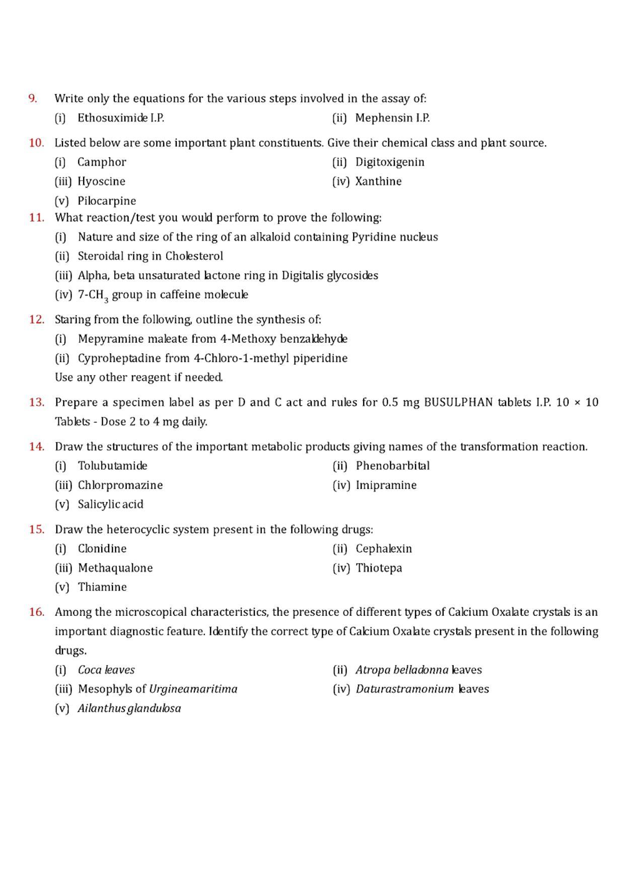 GPAT 1995 Question Paper with Answer Key - Page 7