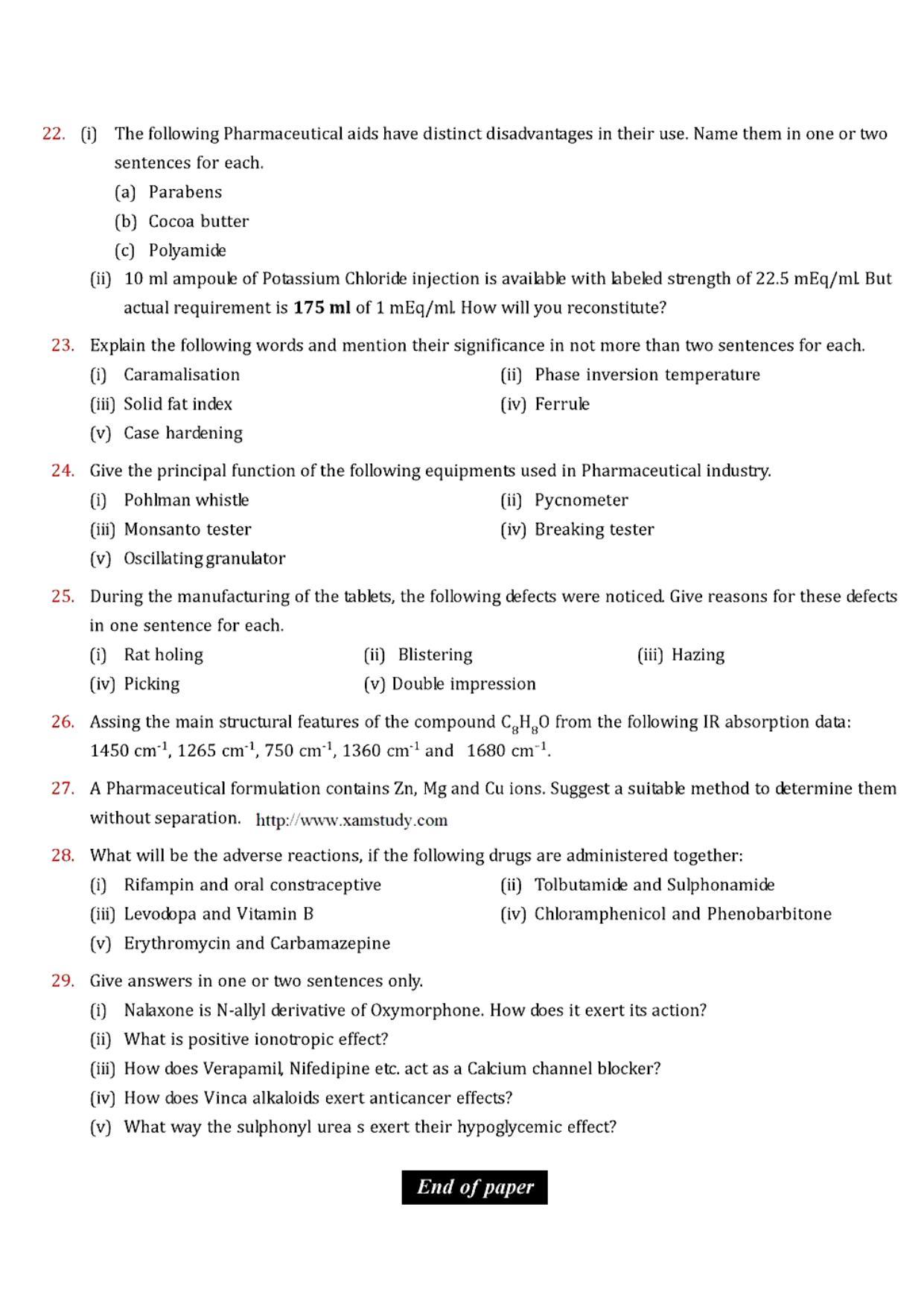 GPAT 1995 Question Paper with Answer Key - Page 9