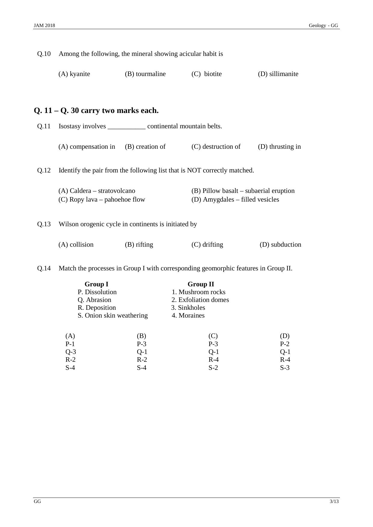 JAM 2018: GG Question Paper - Page 3