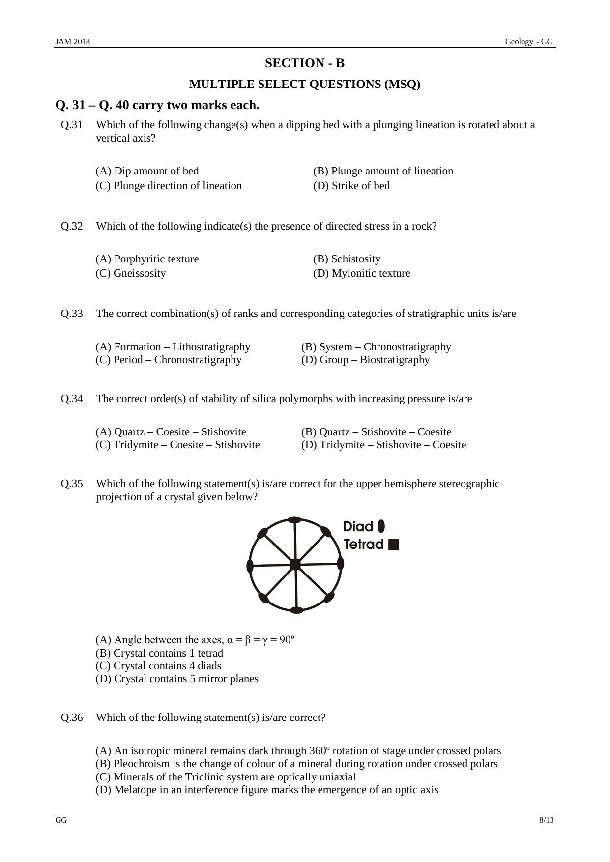 JAM 2018: GG Question Paper - Page 8