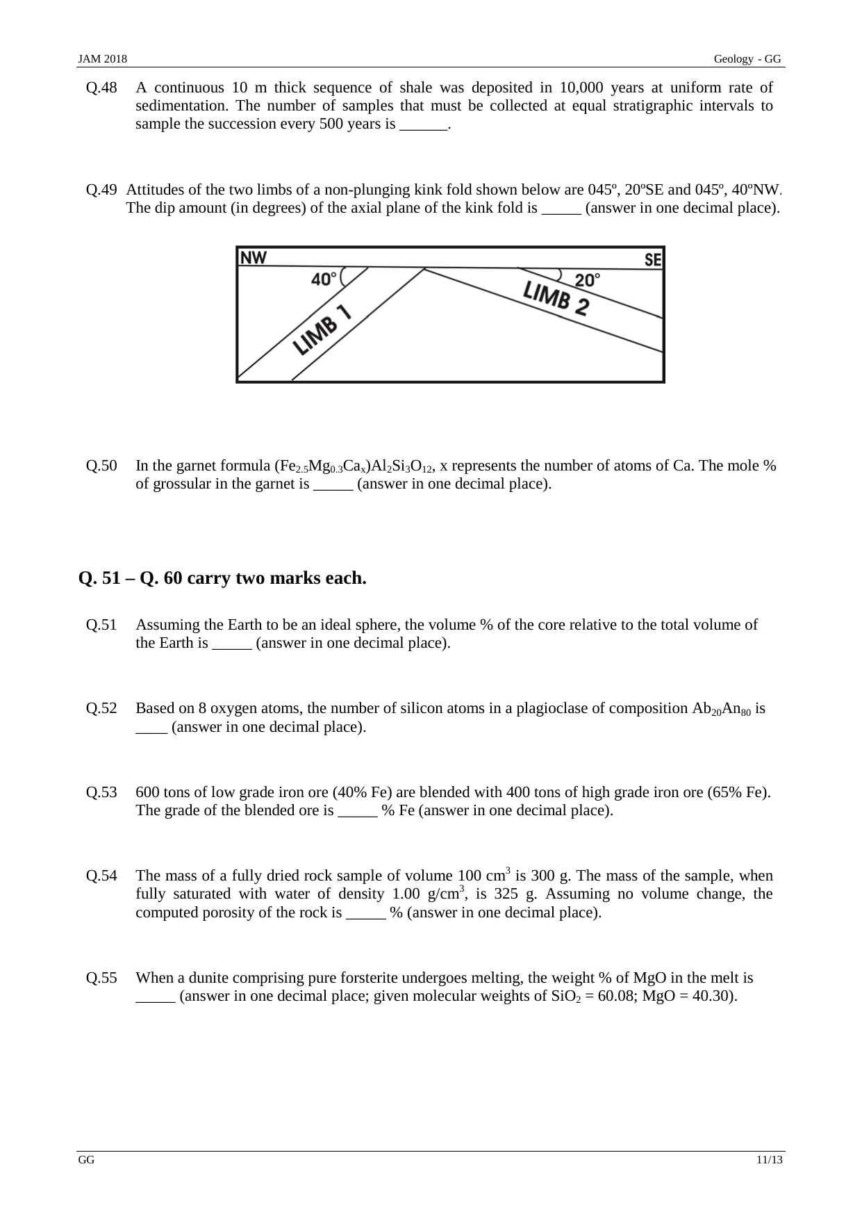 JAM 2018: GG Question Paper - Page 11