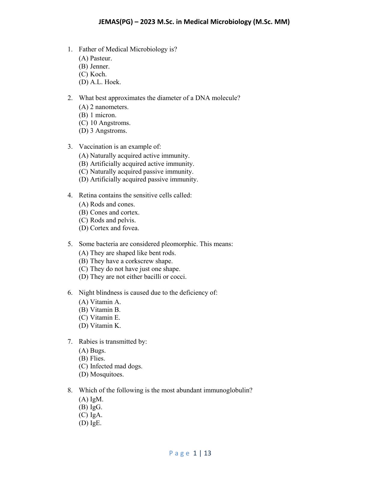 WB JEMAS (PG) M.Sc MM 2023 Question Paper - Page 2