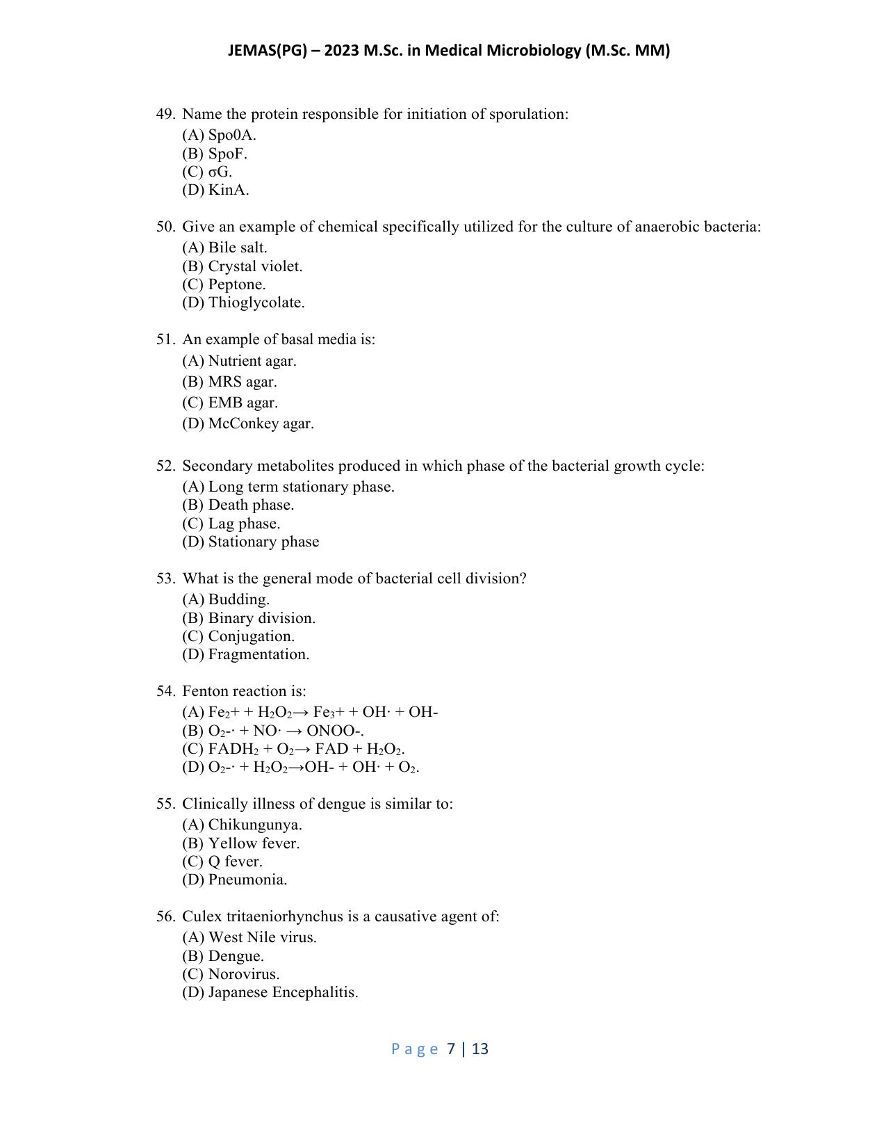 WB JEMAS (PG) M.Sc MM 2023 Question Paper - Page 8